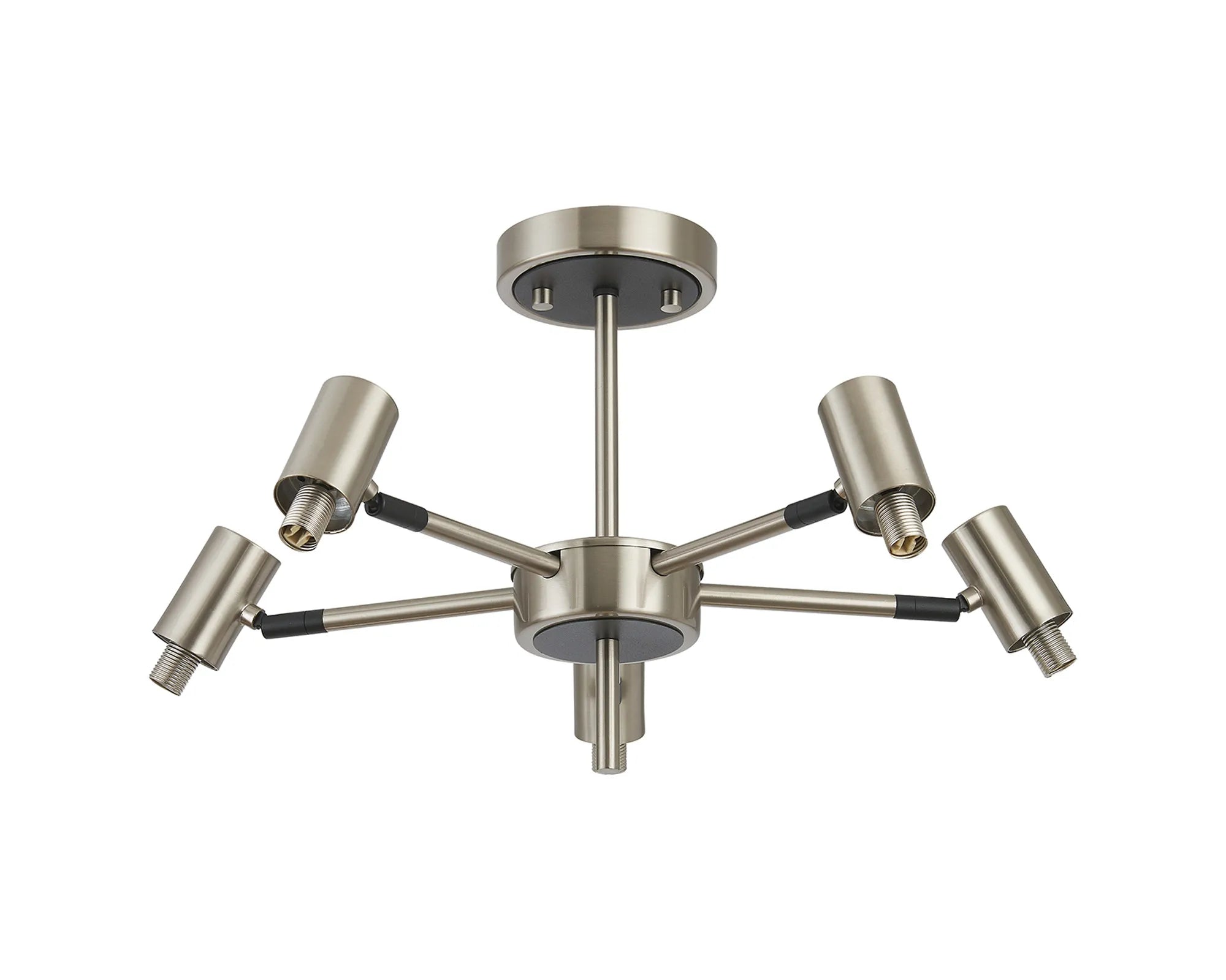 Bradley Semi Ceiling Adjustable Arms 5 Light - Satin Nickel & Black