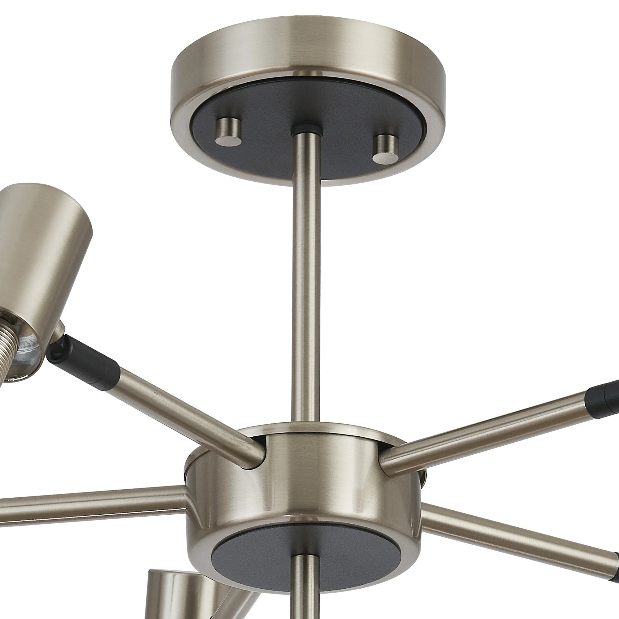Bradley Semi Ceiling Adjustable Arms 5 Light - Satin Nickel & Black