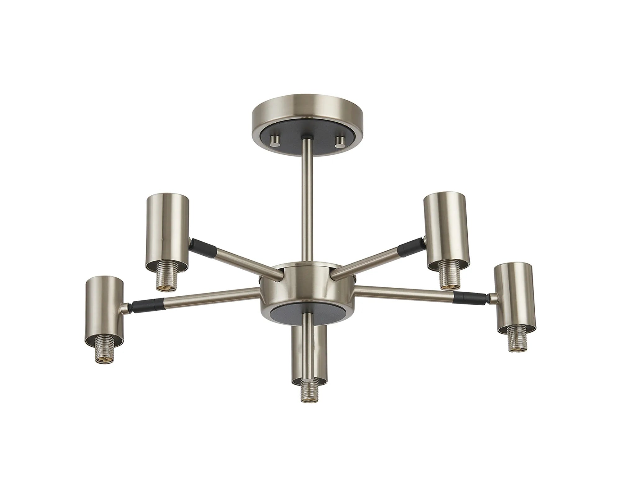 Bradley Semi Ceiling Adjustable Arms 5 Light - Satin Nickel & Black