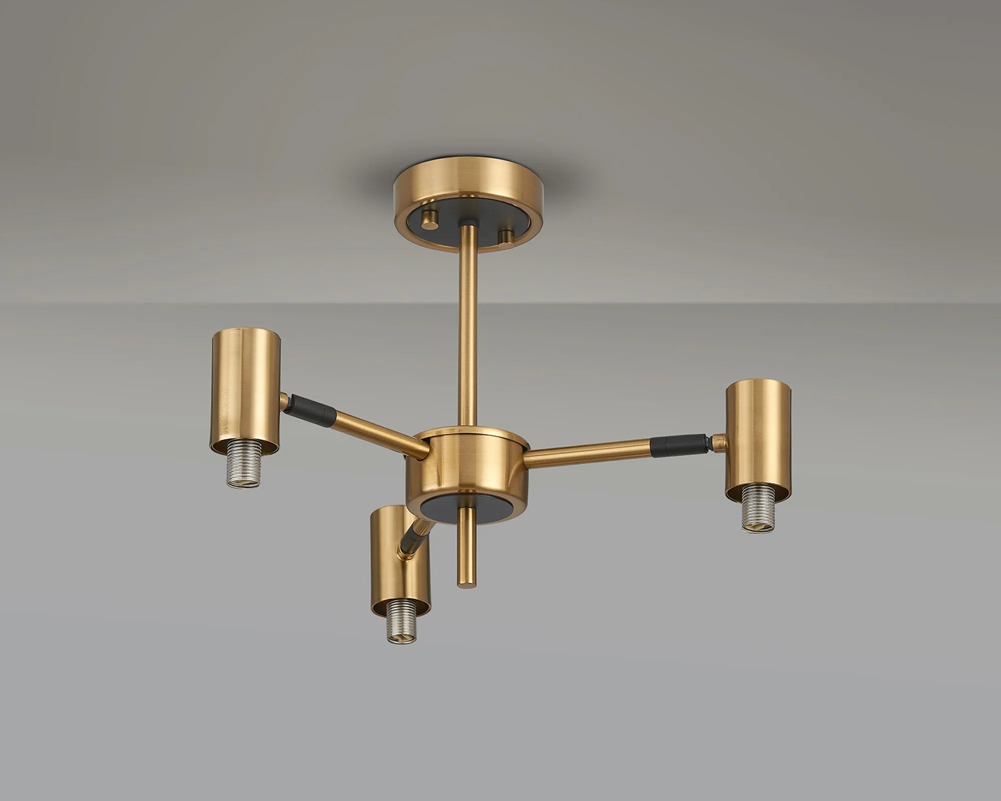 Bradley Semi Ceiling Adjustable Arms 3 Light - Brass & Black