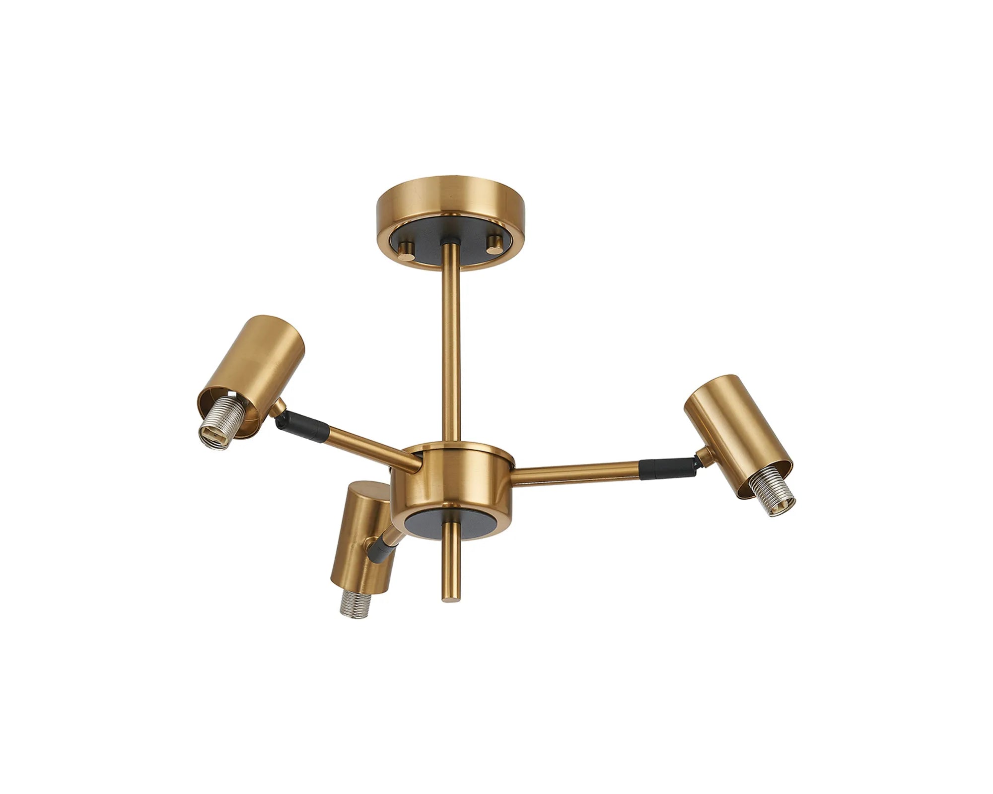 Bradley Semi Ceiling Adjustable Arms 3 Light - Brass & Black