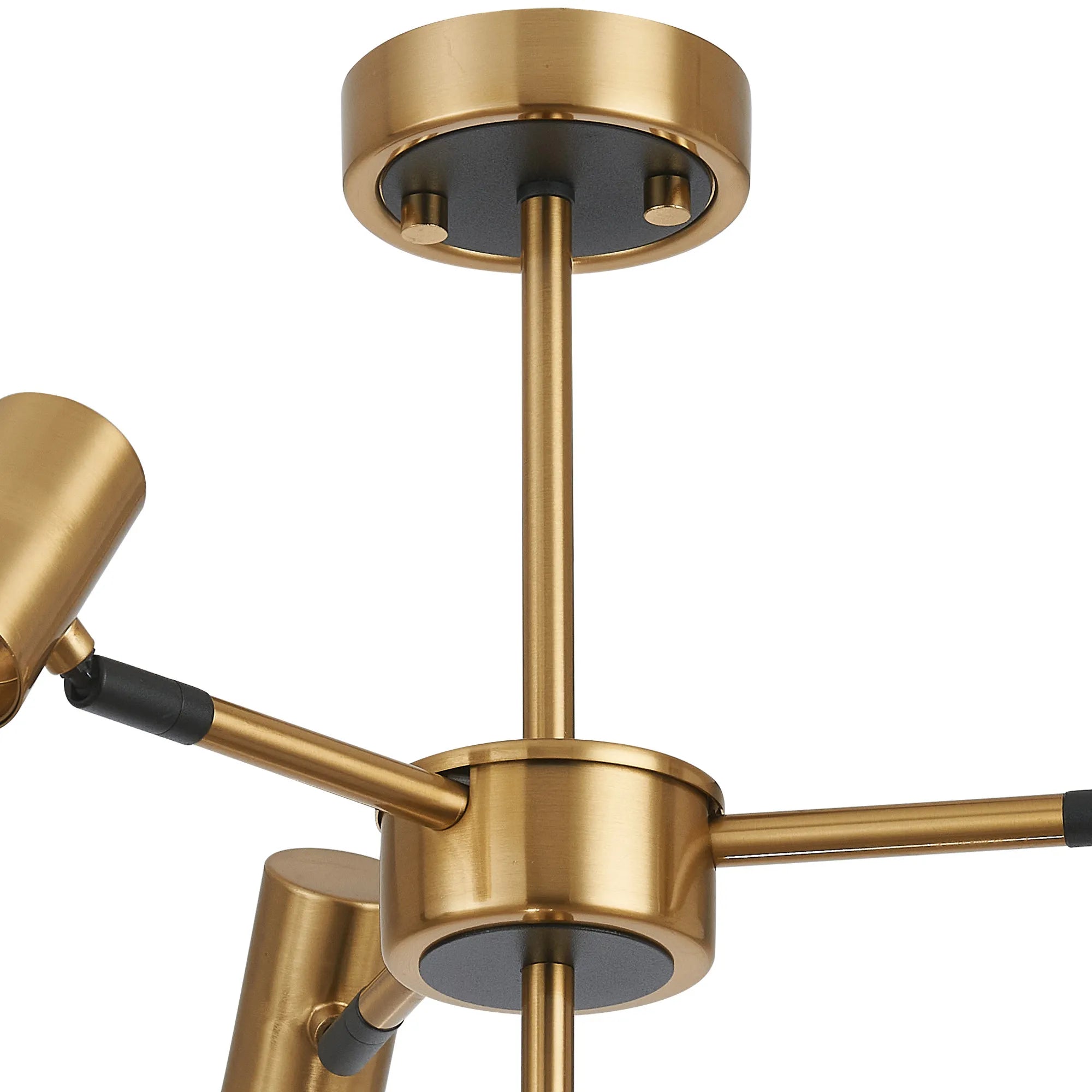 Bradley Semi Ceiling Adjustable Arms 3 Light - Brass & Black