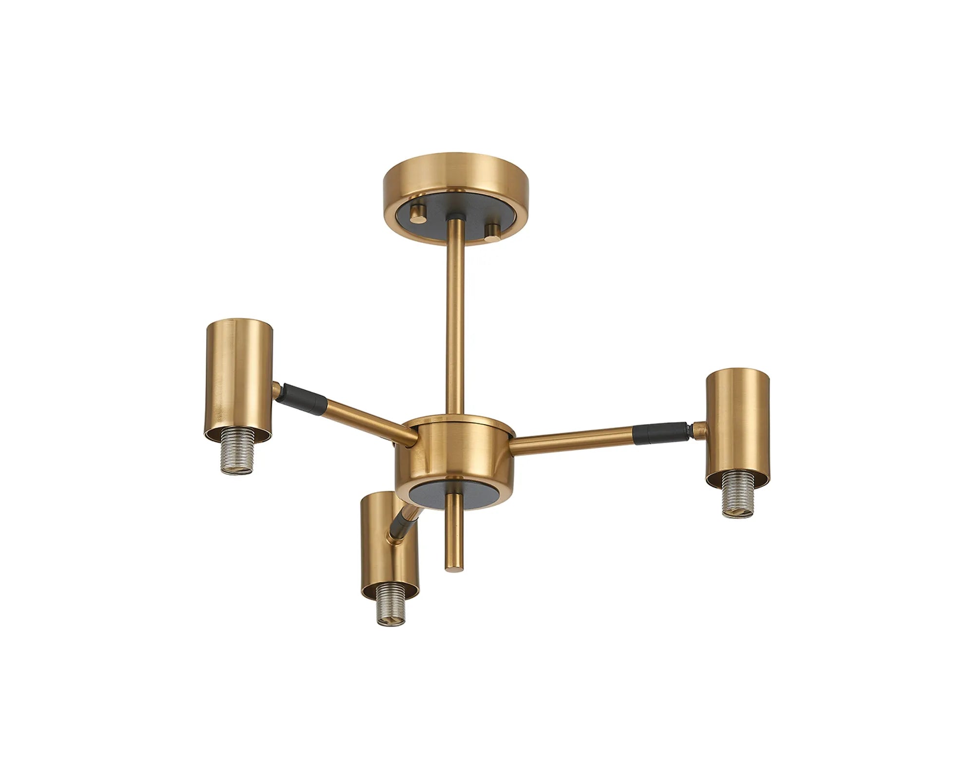 Bradley Semi Ceiling Adjustable Arms 3 Light - Brass & Black
