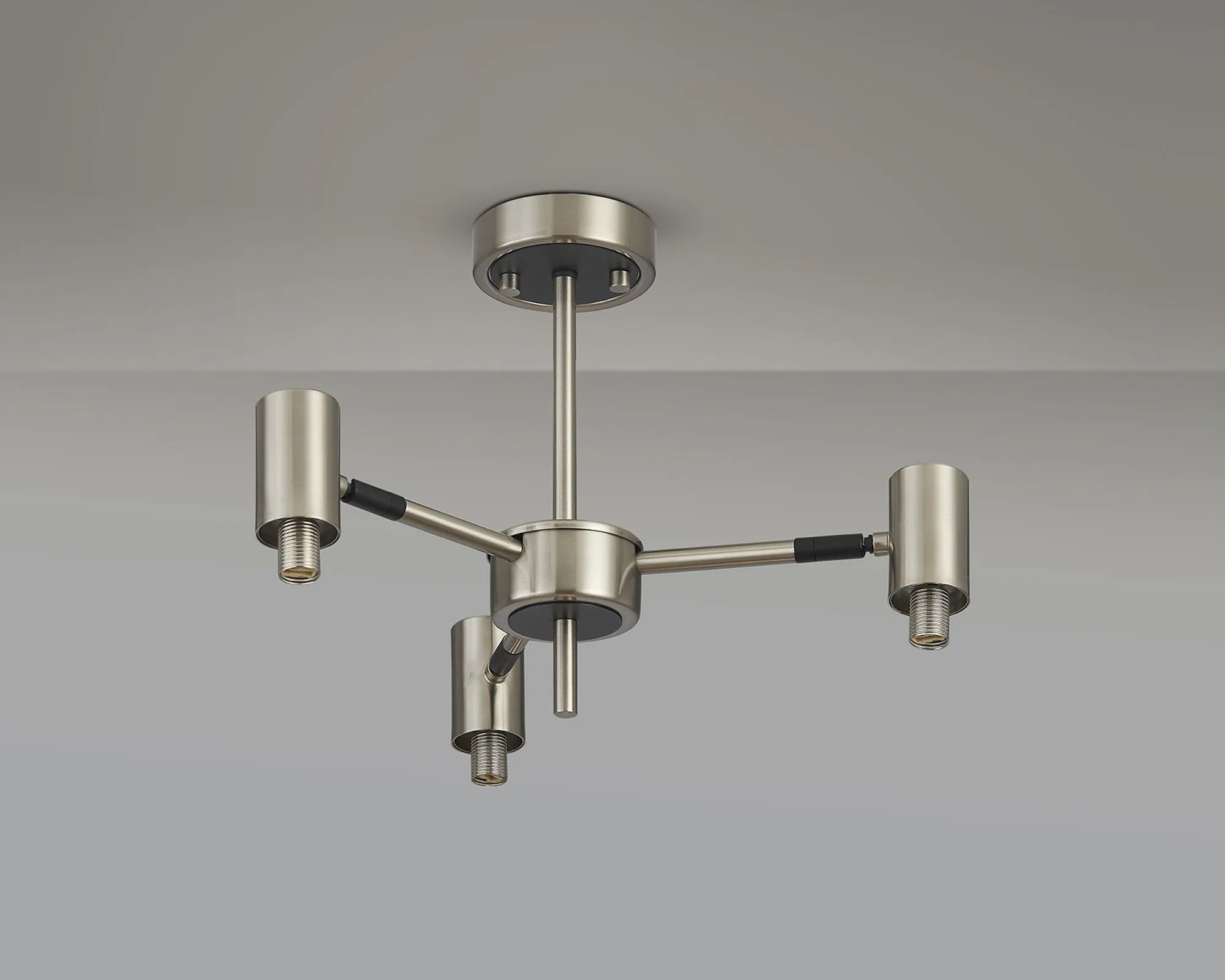 Bradley Semi Ceiling Adjustable Arms 3 Light - Satin Nickel & Black
