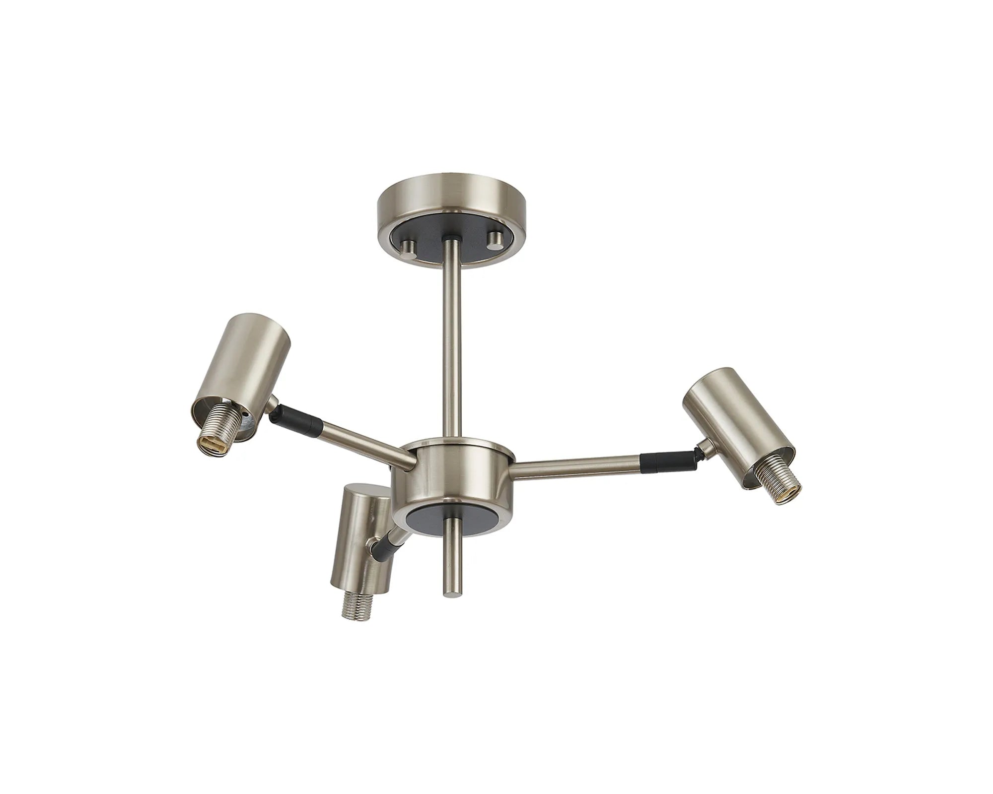 Bradley Semi Ceiling Adjustable Arms 3 Light - Satin Nickel & Black
