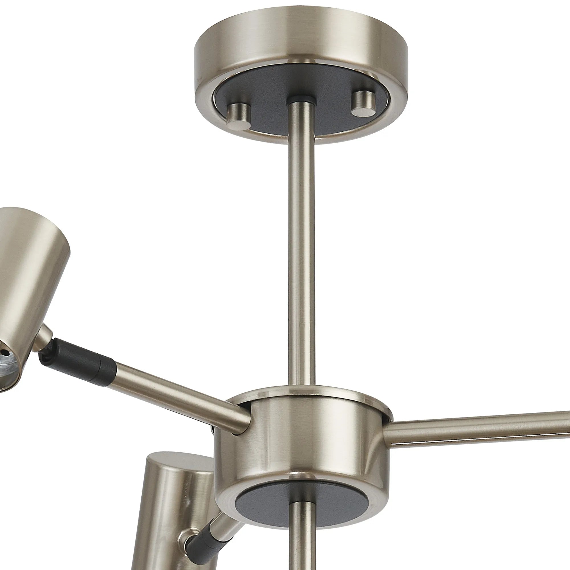 Bradley Semi Ceiling Adjustable Arms 3 Light - Satin Nickel & Black