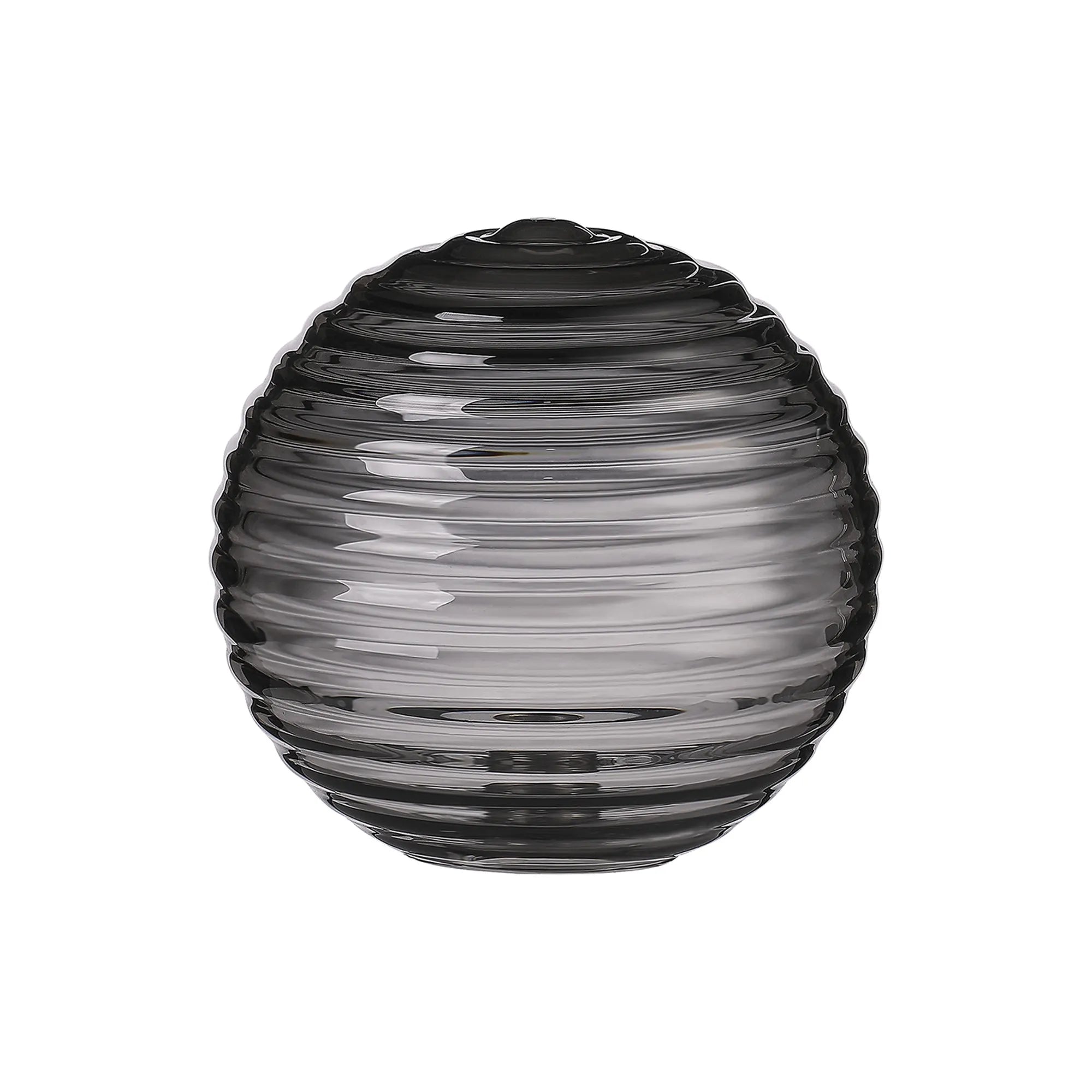 Bradley 12cm Ribbed Round Glass Shade (H) - Smoke