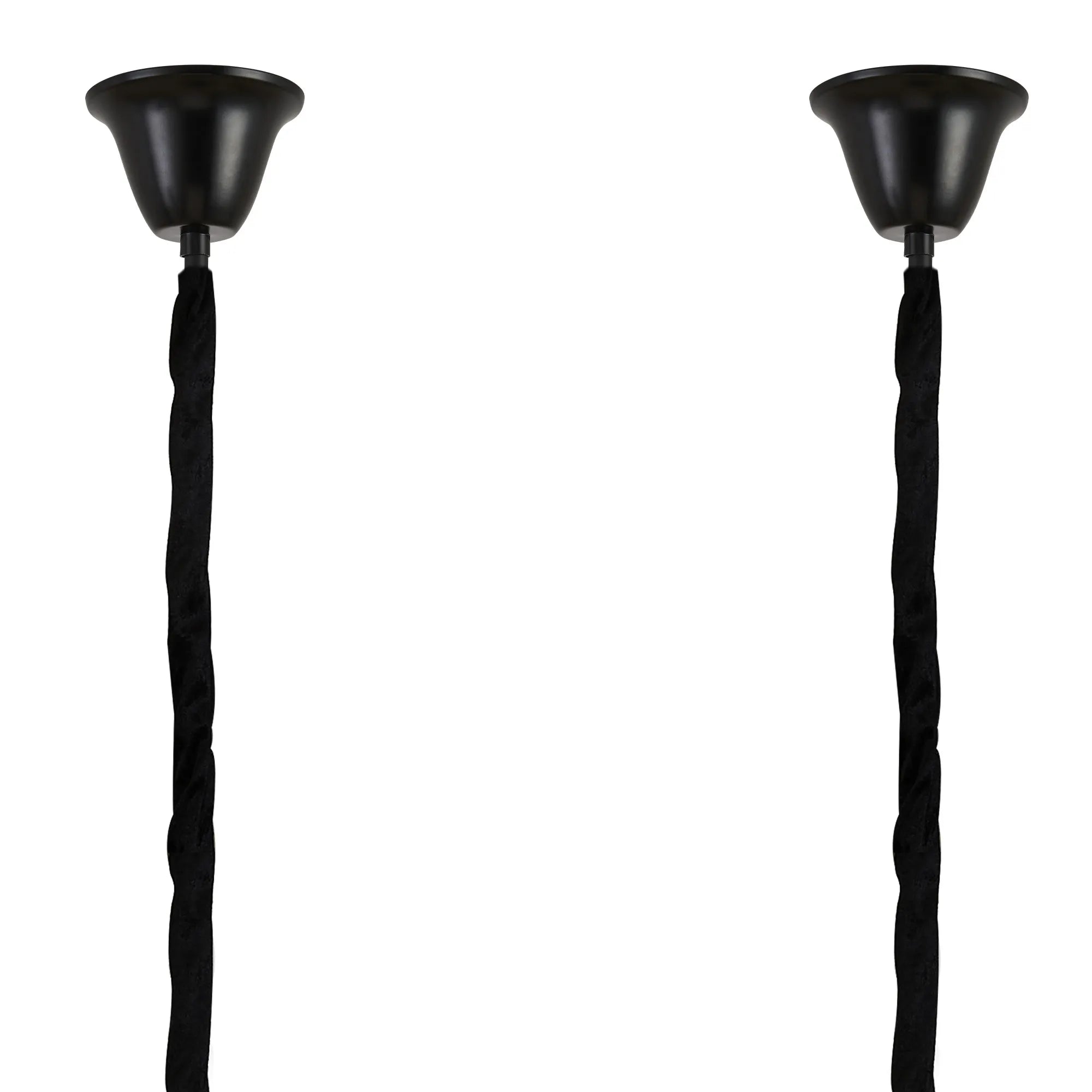 Cedar 200 x 40cm Linear Pendant With Bell Cup 10 Light - Matt Black & Cognac Sculpted Glass