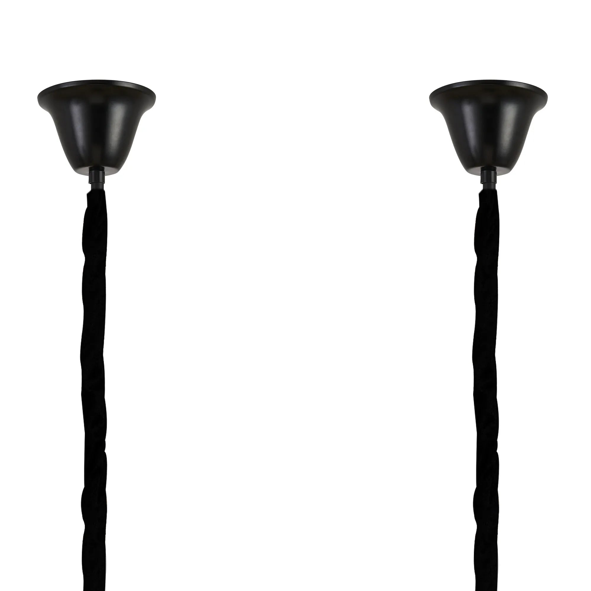 Cedar 200 x 40cm Linear Pendant With Bell Cup 10 Light - Matt Black & Clear Sculpted Glass