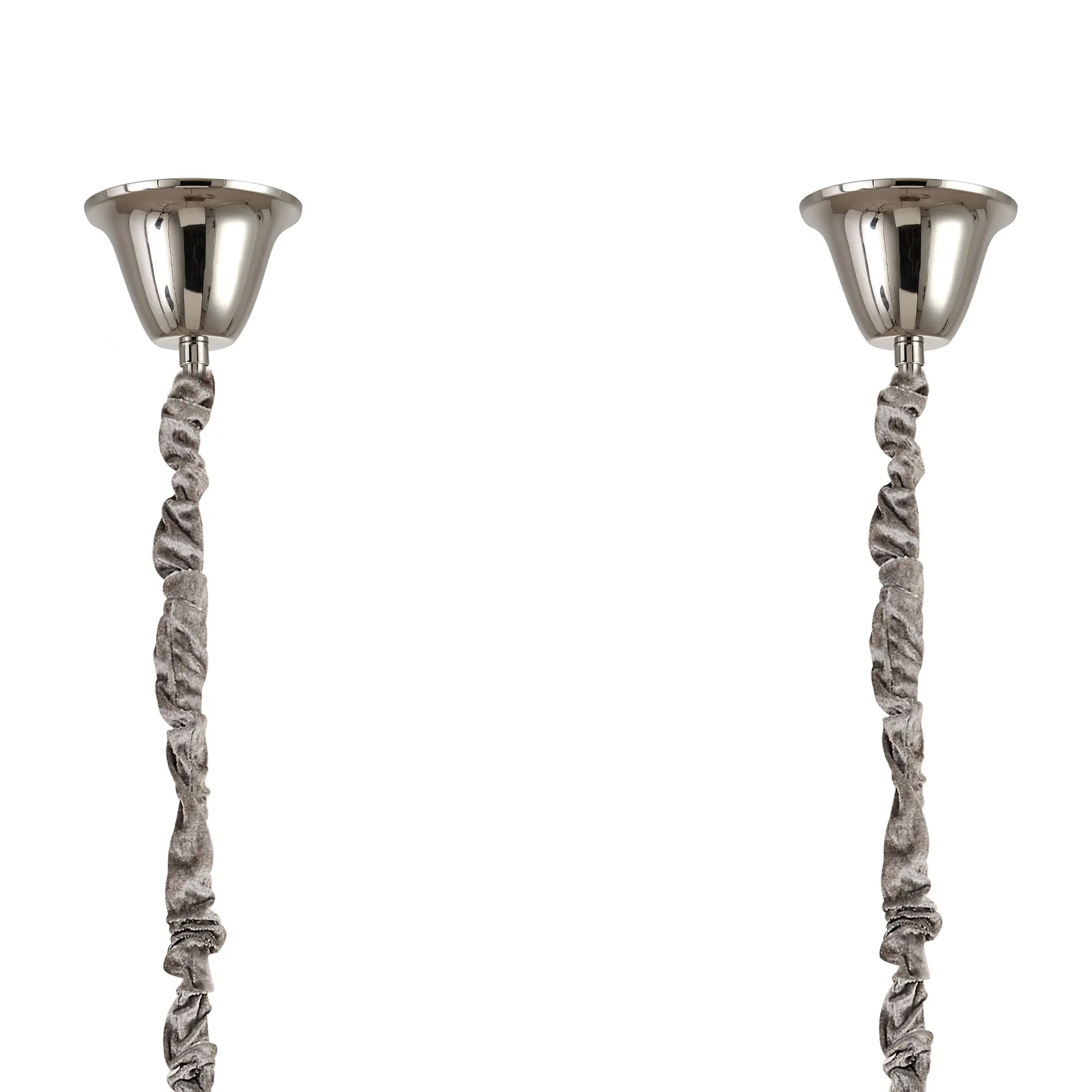 Cedar 200 x 40cm Linear Pendant With Bell Cup 10 Light - Polished Nickel & Clear Sculpted Glass
