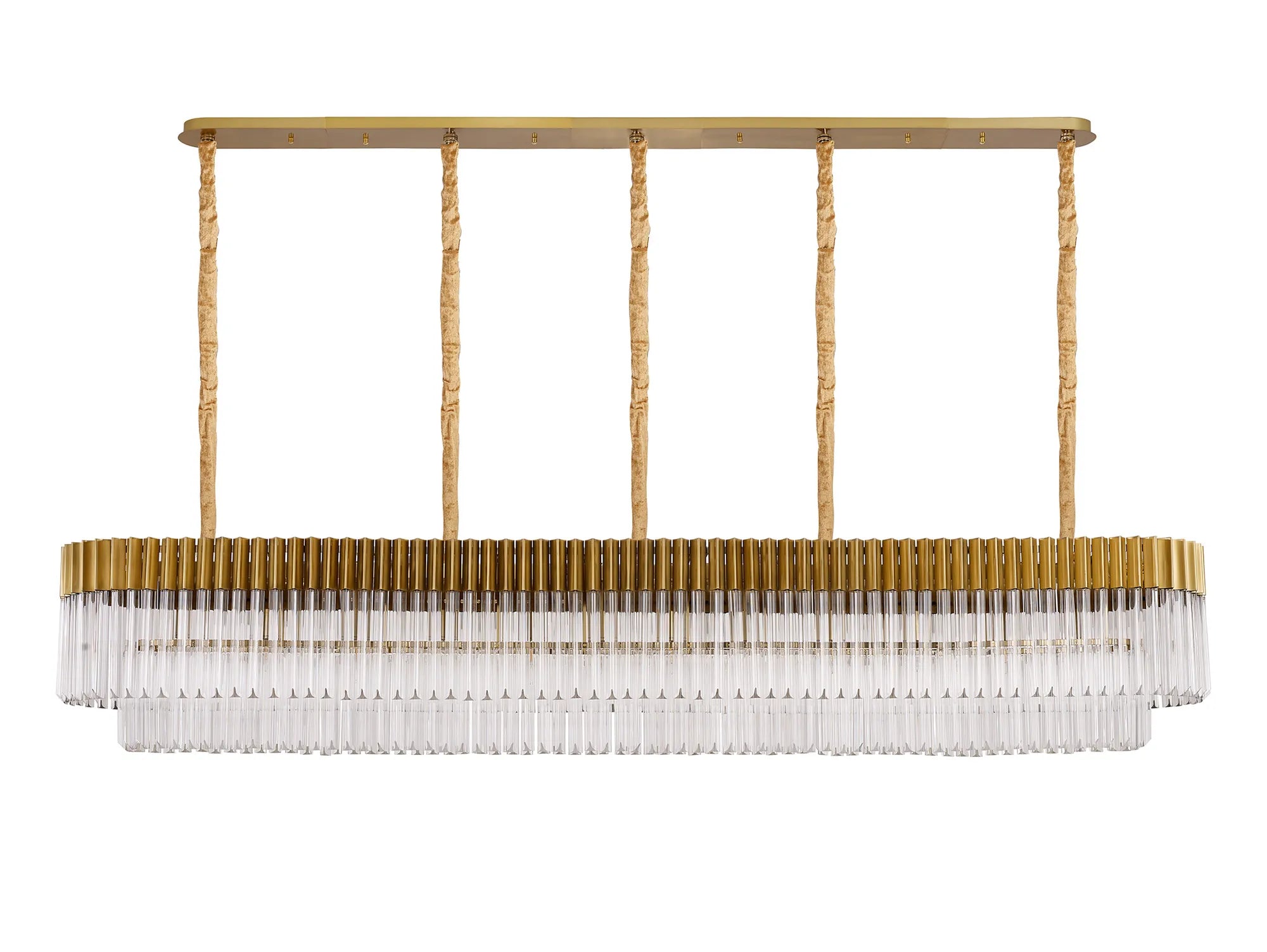 Cedar 225 Light - 40cm Linear Pendant 12 Light - Brass & Clear Sculpted Glass