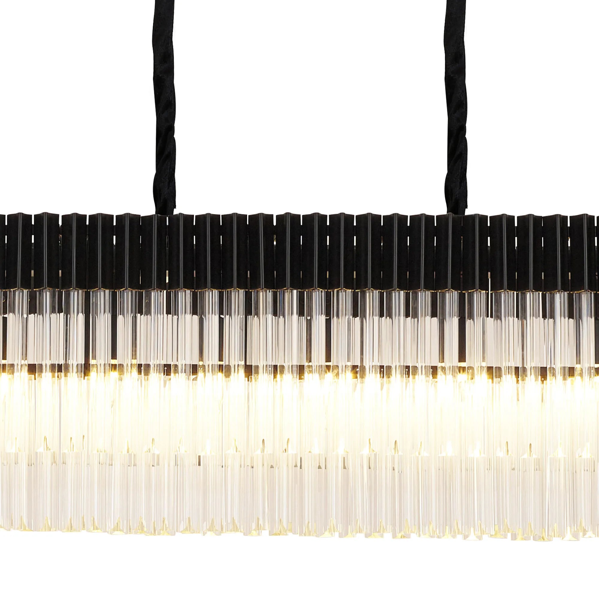 Cedar 225 Light - 40cm Linear Pendant 12 Light - Matt Black & Clear Sculpted Glass