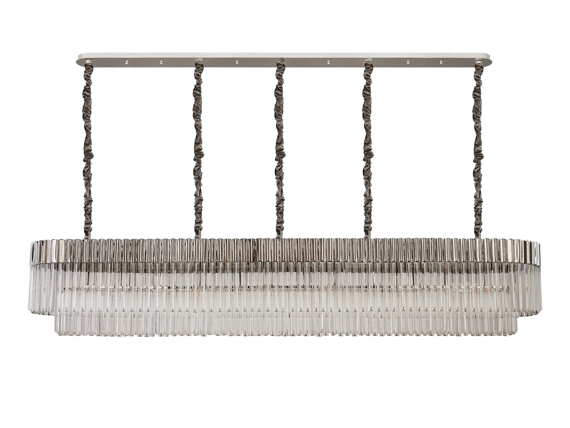 Cedar 225 Light - 40cm Linear Pendant 12 Light - Polished Nickel & Clear Sculpted Glass