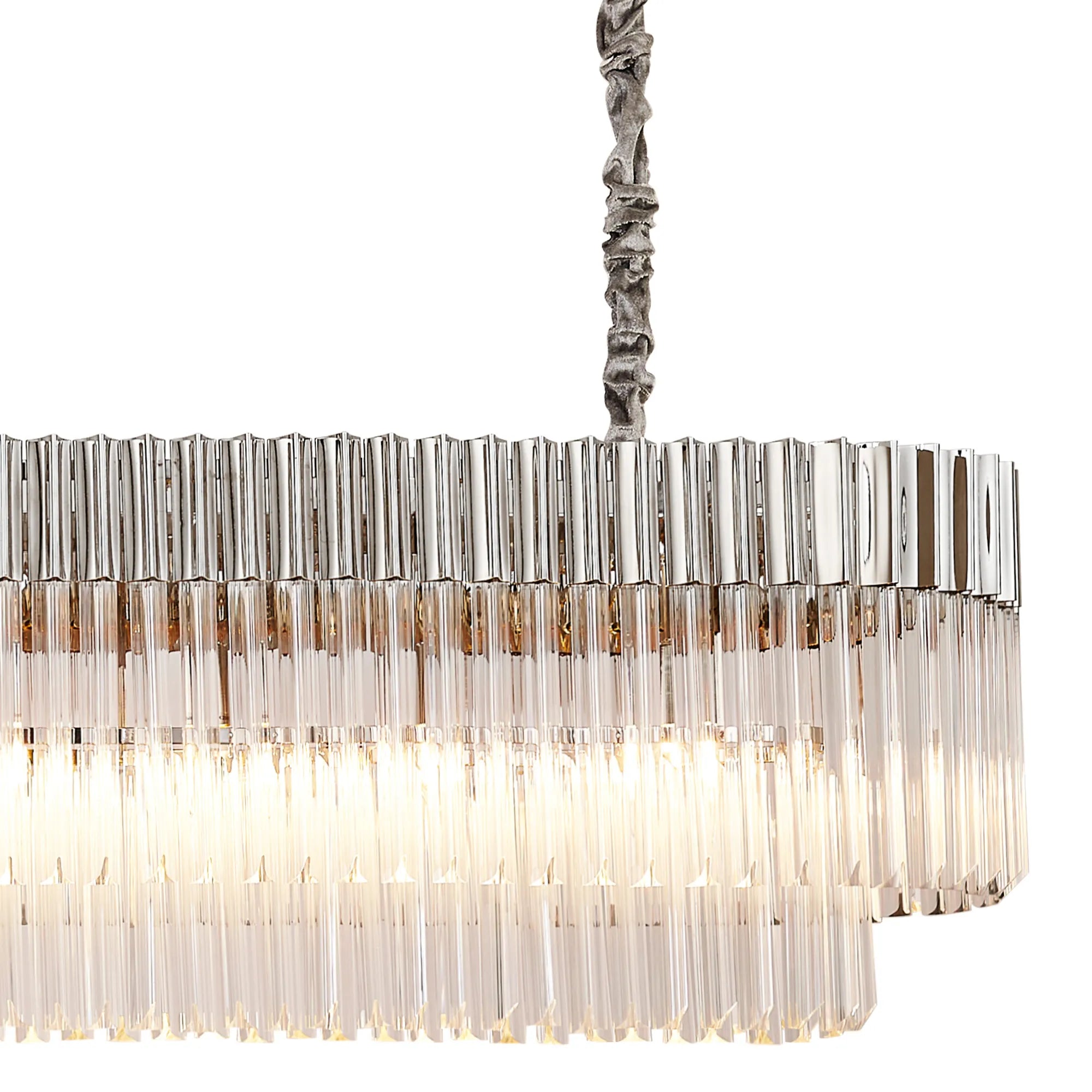 Cedar 225 Light - 40cm Linear Pendant 12 Light - Polished Nickel & Clear Sculpted Glass