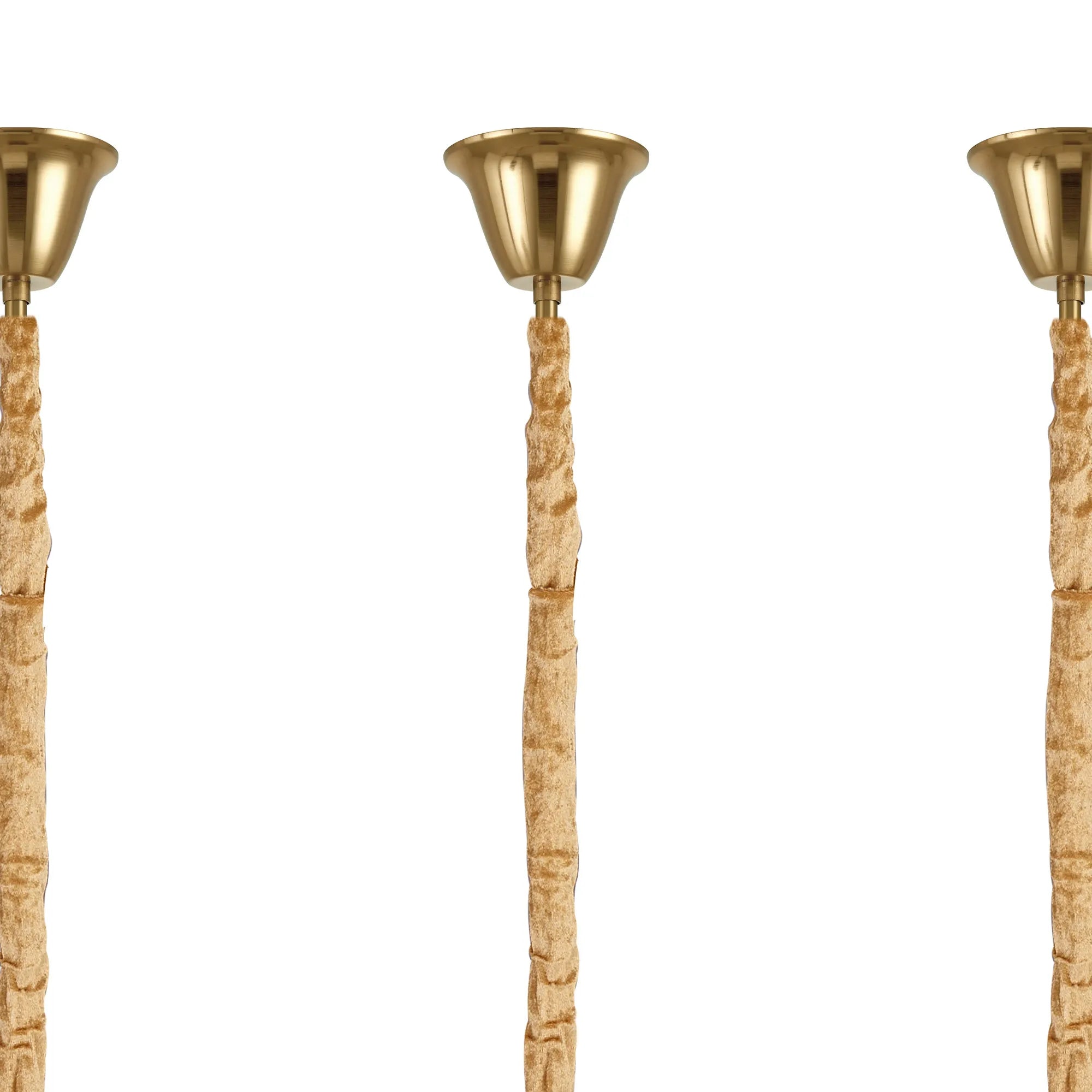 Cedar 225 Light - 40cm Linear Pendant With Bell Cup 12 Light - Brass & Cognac Sculpted Glass