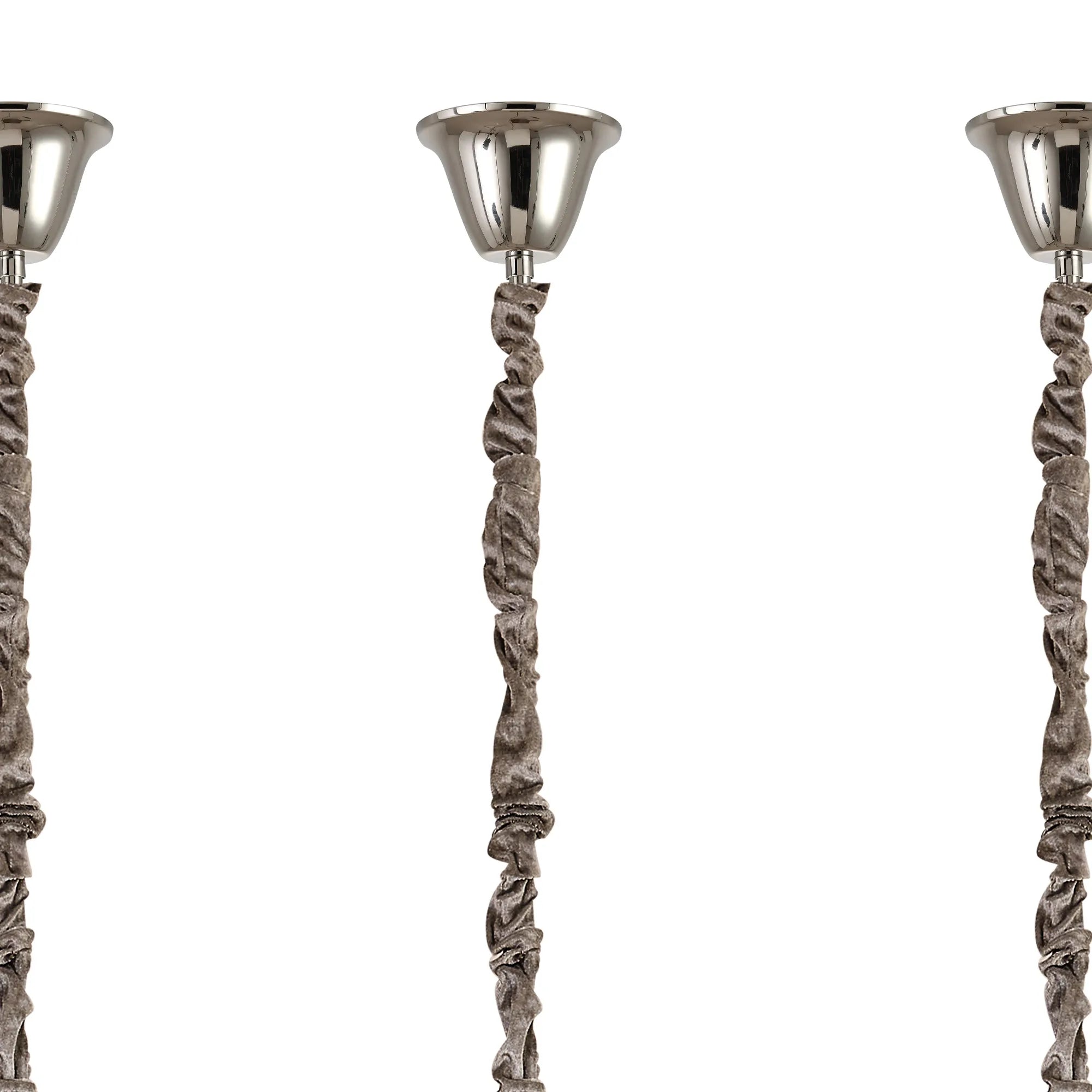 Cedar 225 Light - 40cm Linear Pendant With Bell Cup 12 Light - Polished Nickel & Cognac Sculpted Glass