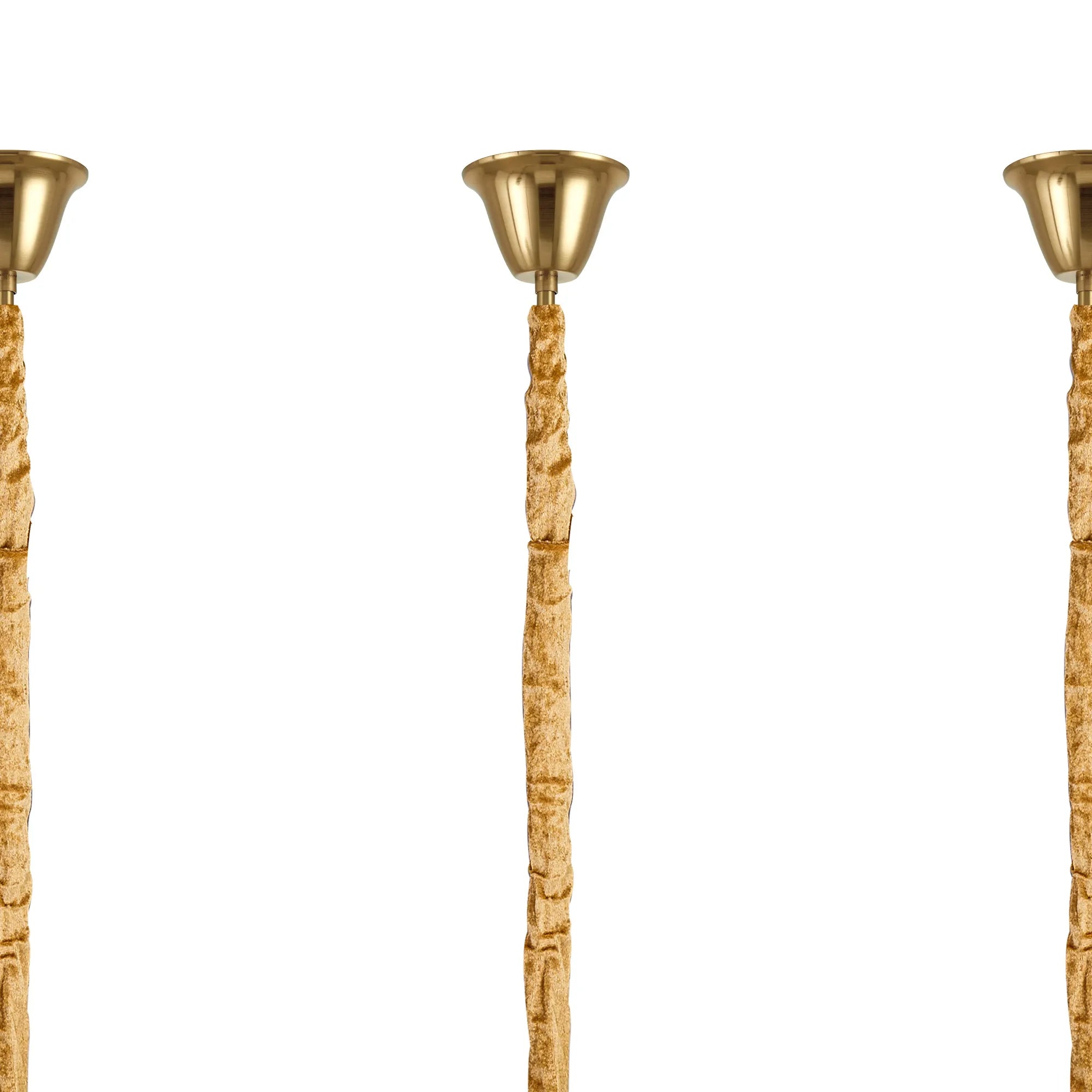 Cedar 250 x 40cm Linear Pendant With Bell Cup 13 Light - Brass & Smoked Sculpted Glass