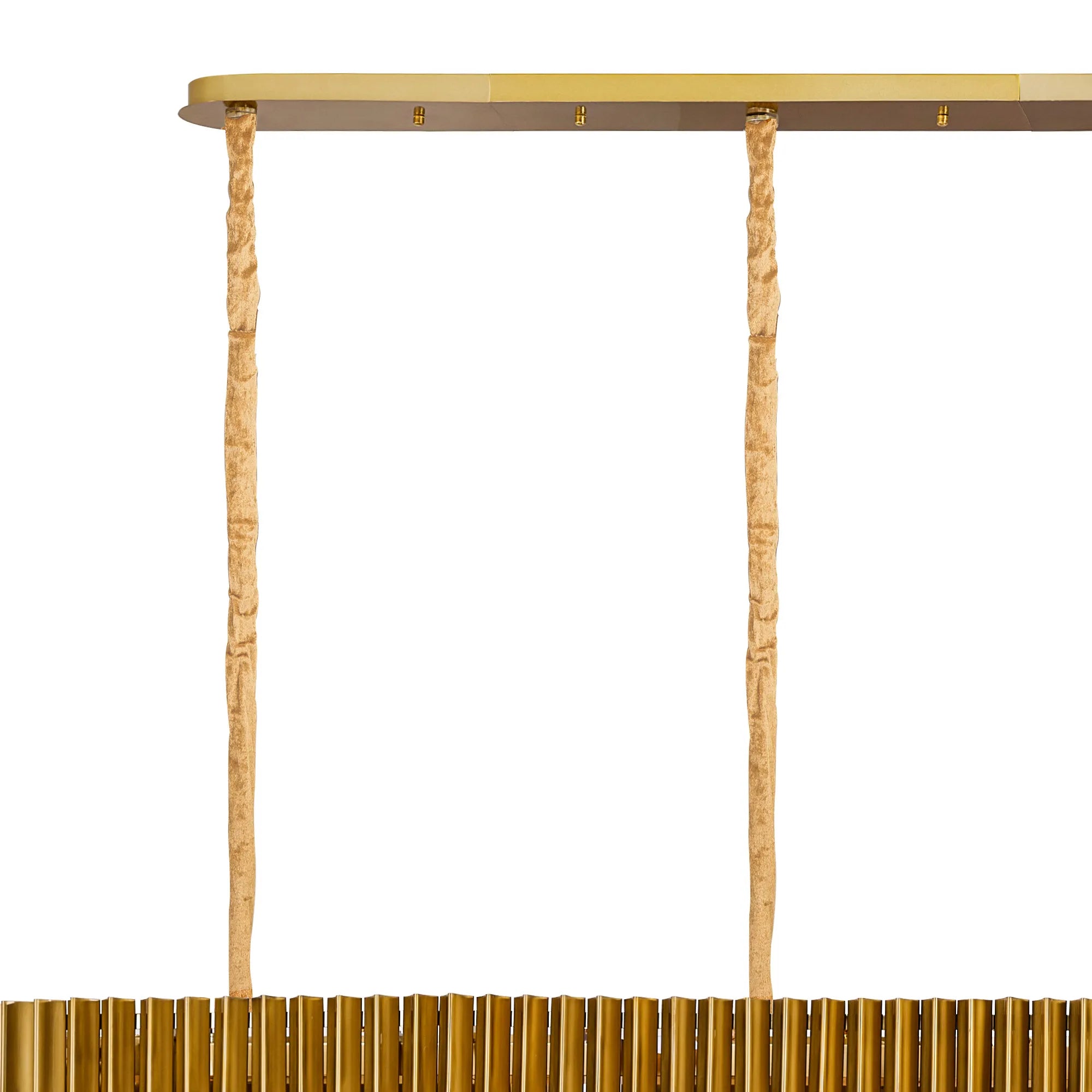 Cedar 300 x 40cm Linear Pendant 16 Light - Brass & Clear Sculpted Glass