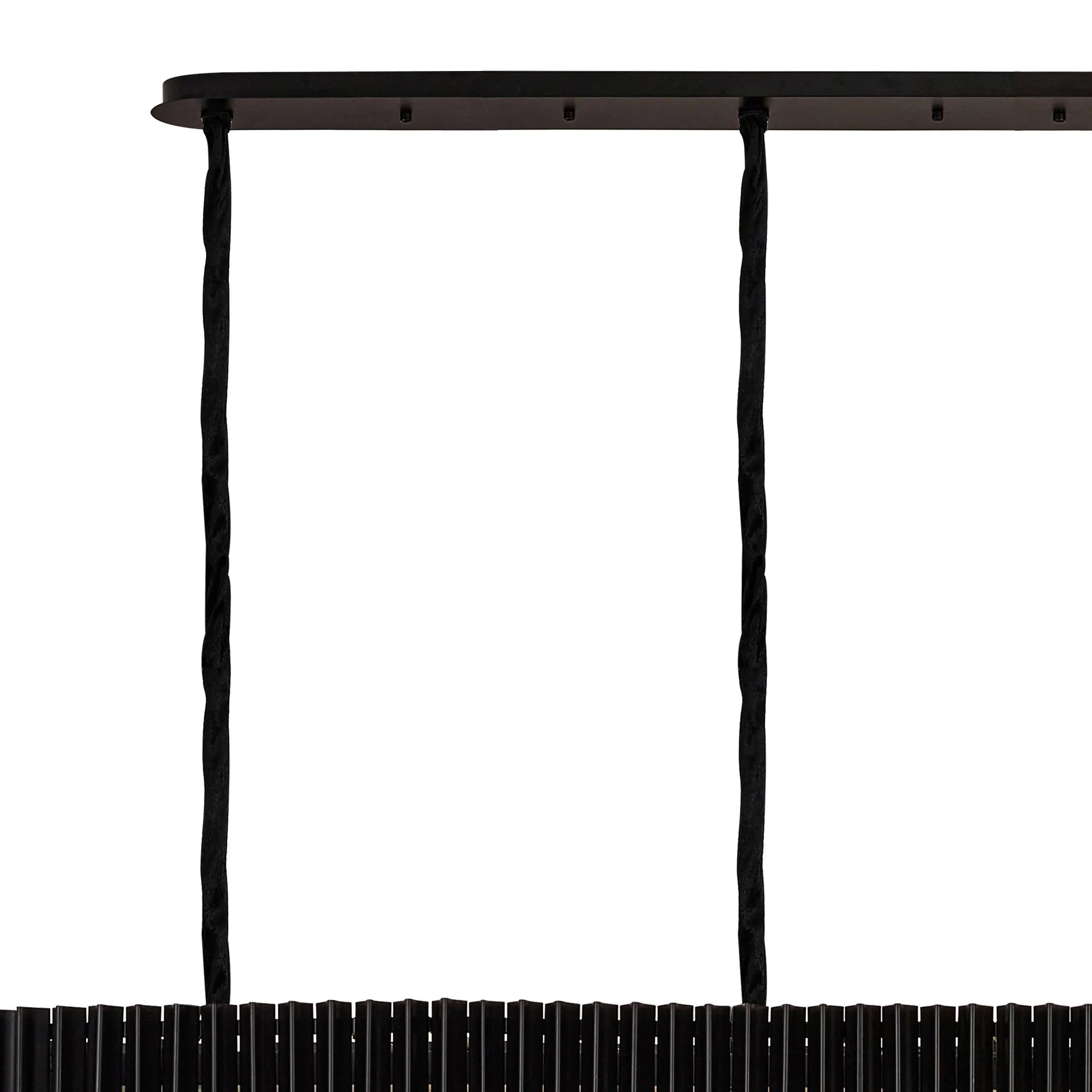 Cedar 300 x 40cm Linear Pendant 16 Light - Matt Black & Clear Sculpted Glass