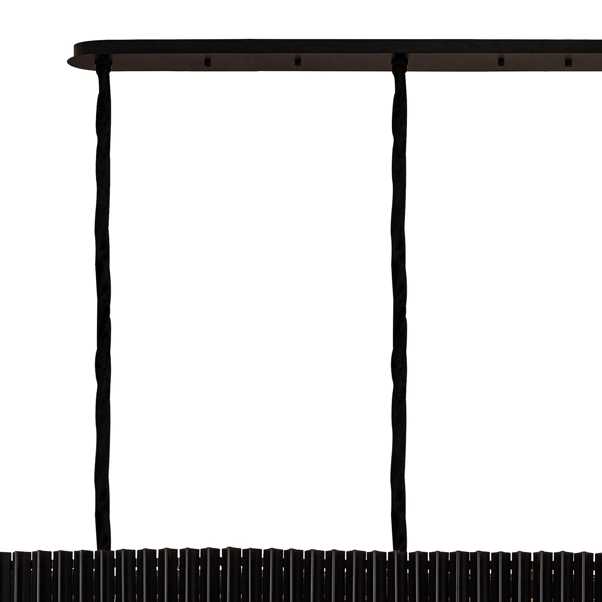Cedar 300 x 40cm Linear Pendant 16 Light - Matt Black & Smoked Sculpted Glass