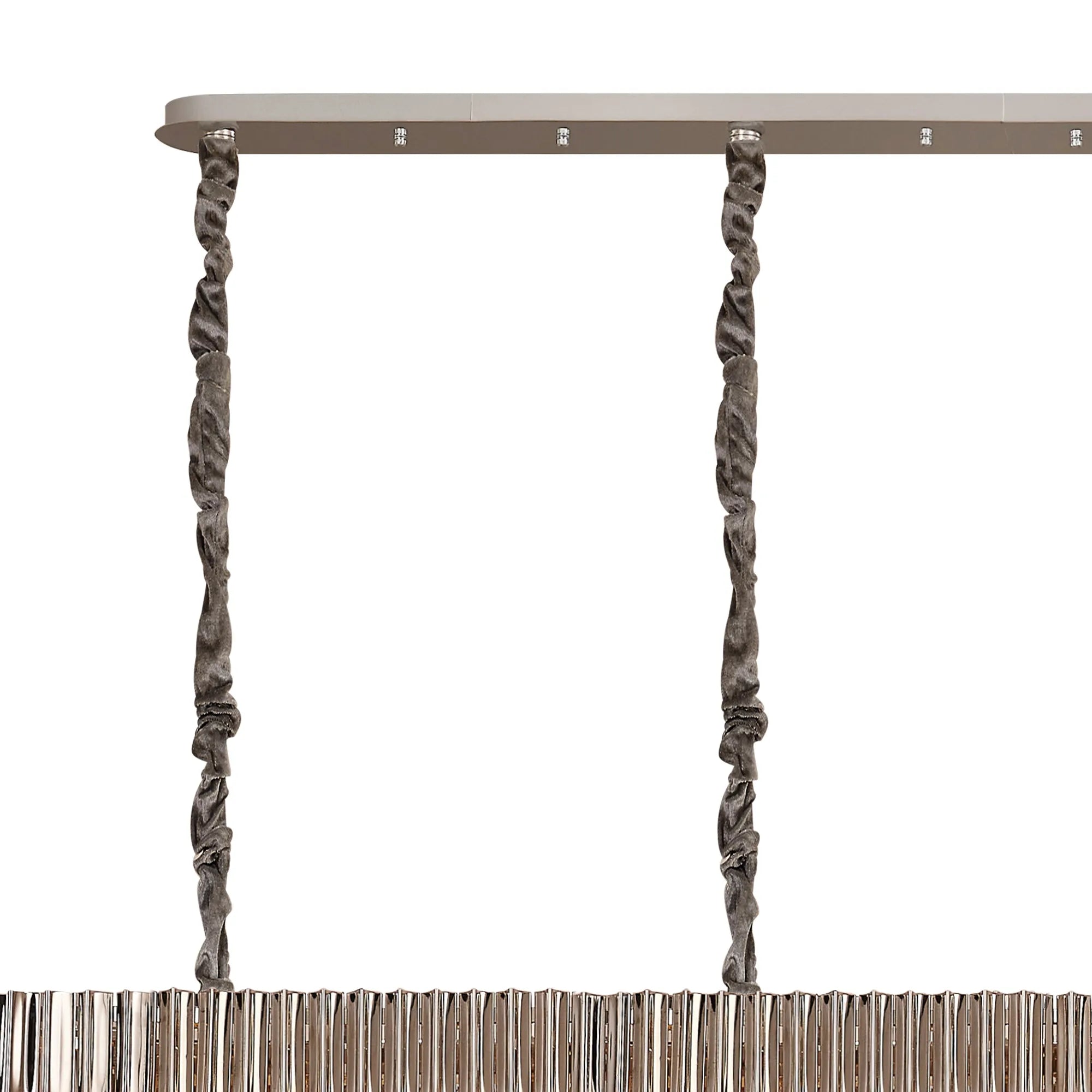 Cedar 300 x 40cm Linear Pendant 16 Light - Polished Nickel & Cognac Sculpted Glass