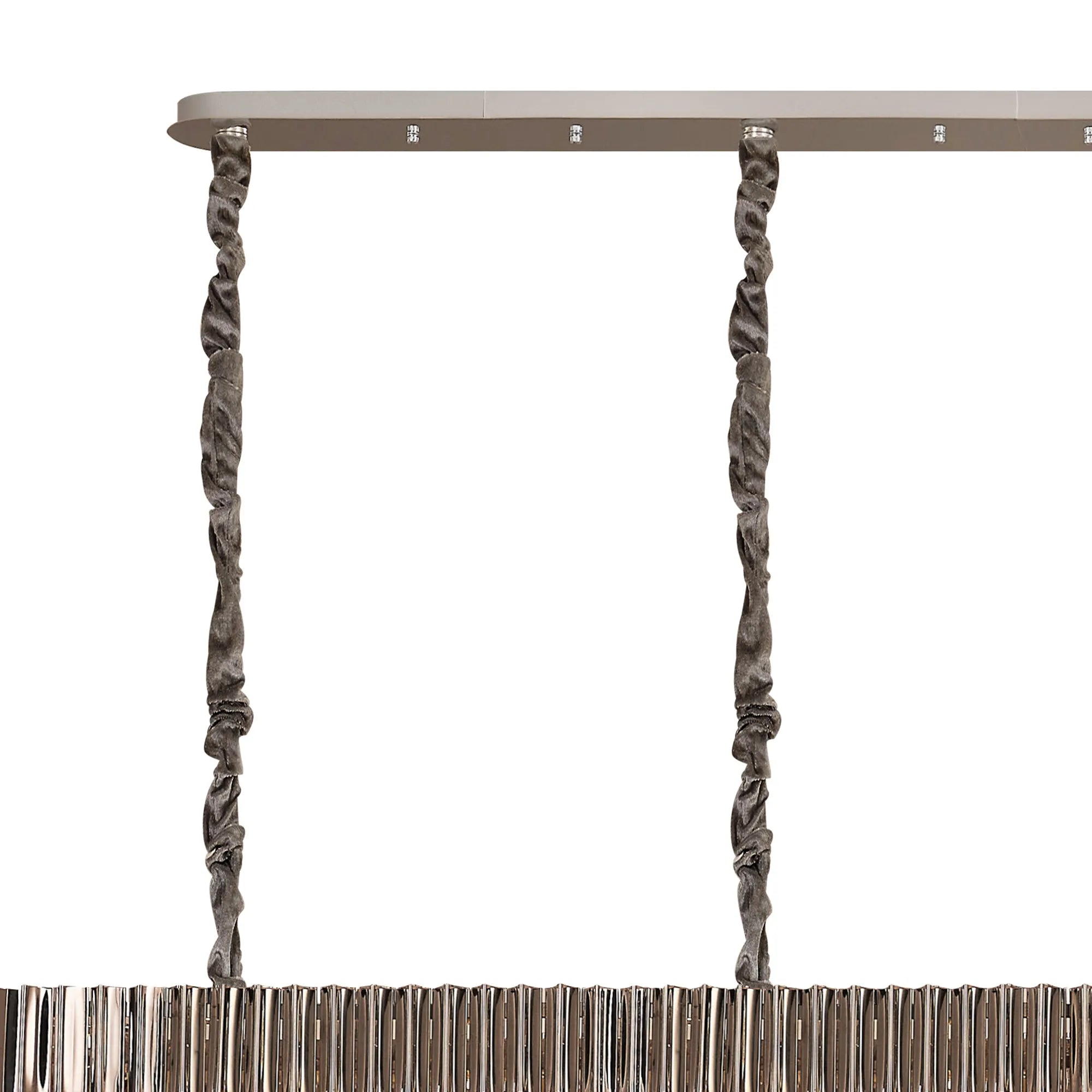 Cedar 300 x 40cm Linear Pendant 16 Light - Polished Nickel & Clear Sculpted Glass