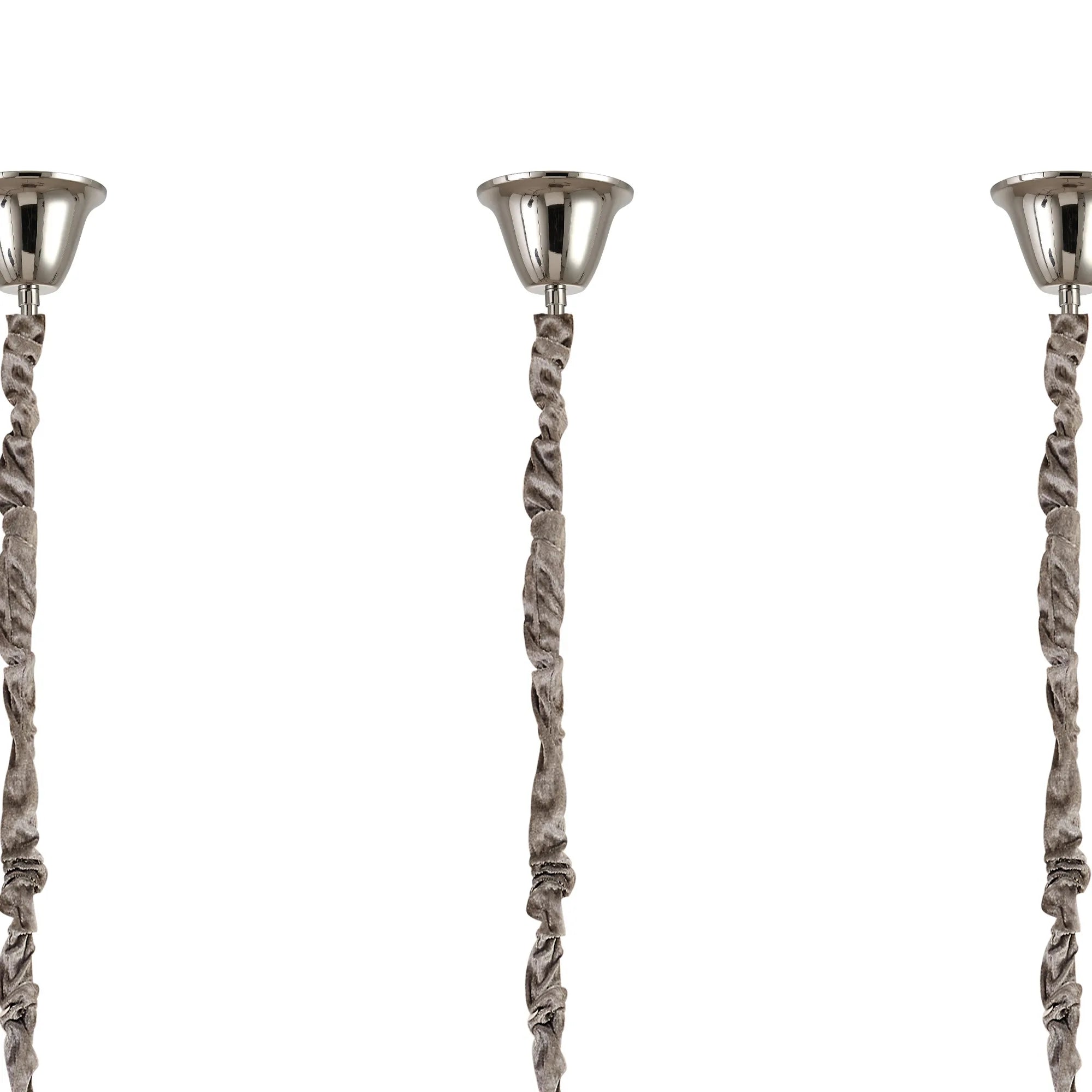 Cedar 300 x 40cm Linear Pendant With Bell Cup 16 Light - Polished Nickel & Smoked Sculpted Glass