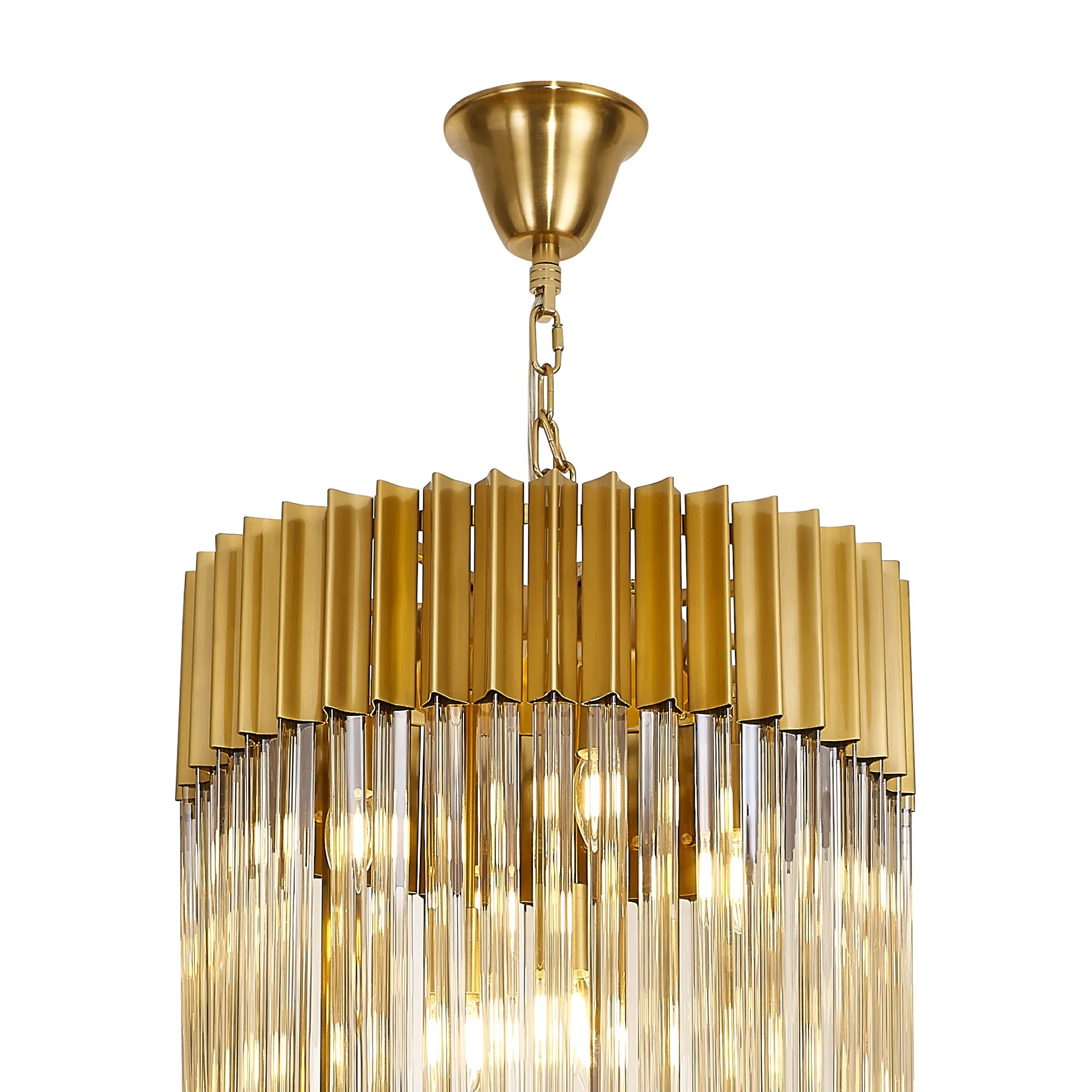 Cedar 50cm 5 Tier 18 Light - Pendant Round Brass & Cognac Sculpted Glass