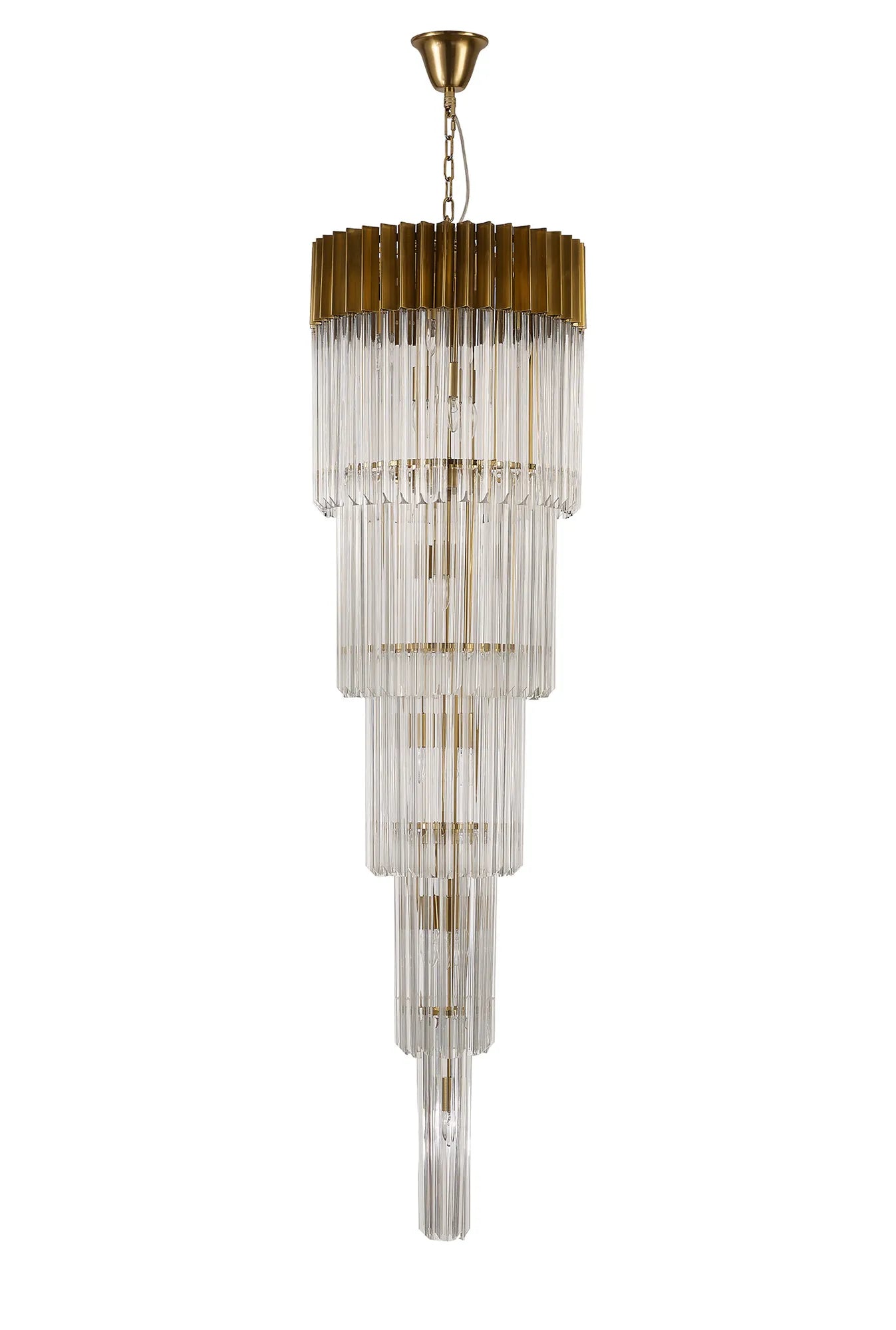 Cedar 50cm 5 Tier Pendant 18 Light - Brass & Clear