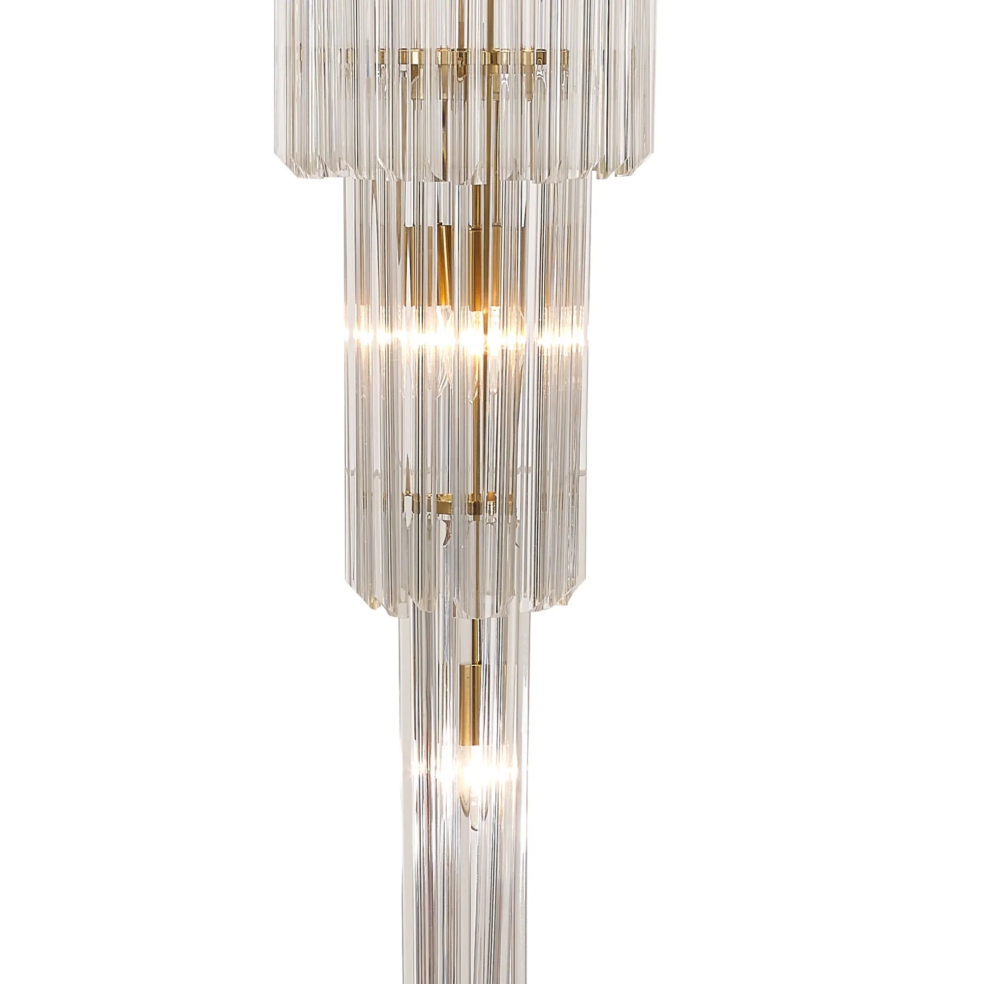 Cedar 50cm 5 Tier Pendant 18 Light - Brass & Clear
