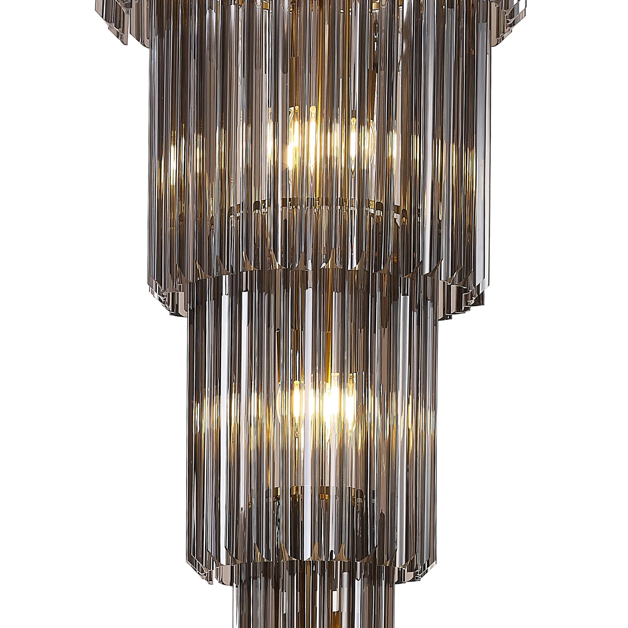 Cedar 50cm 5 Tier Pendant 18 Light - Brass & Smoked
