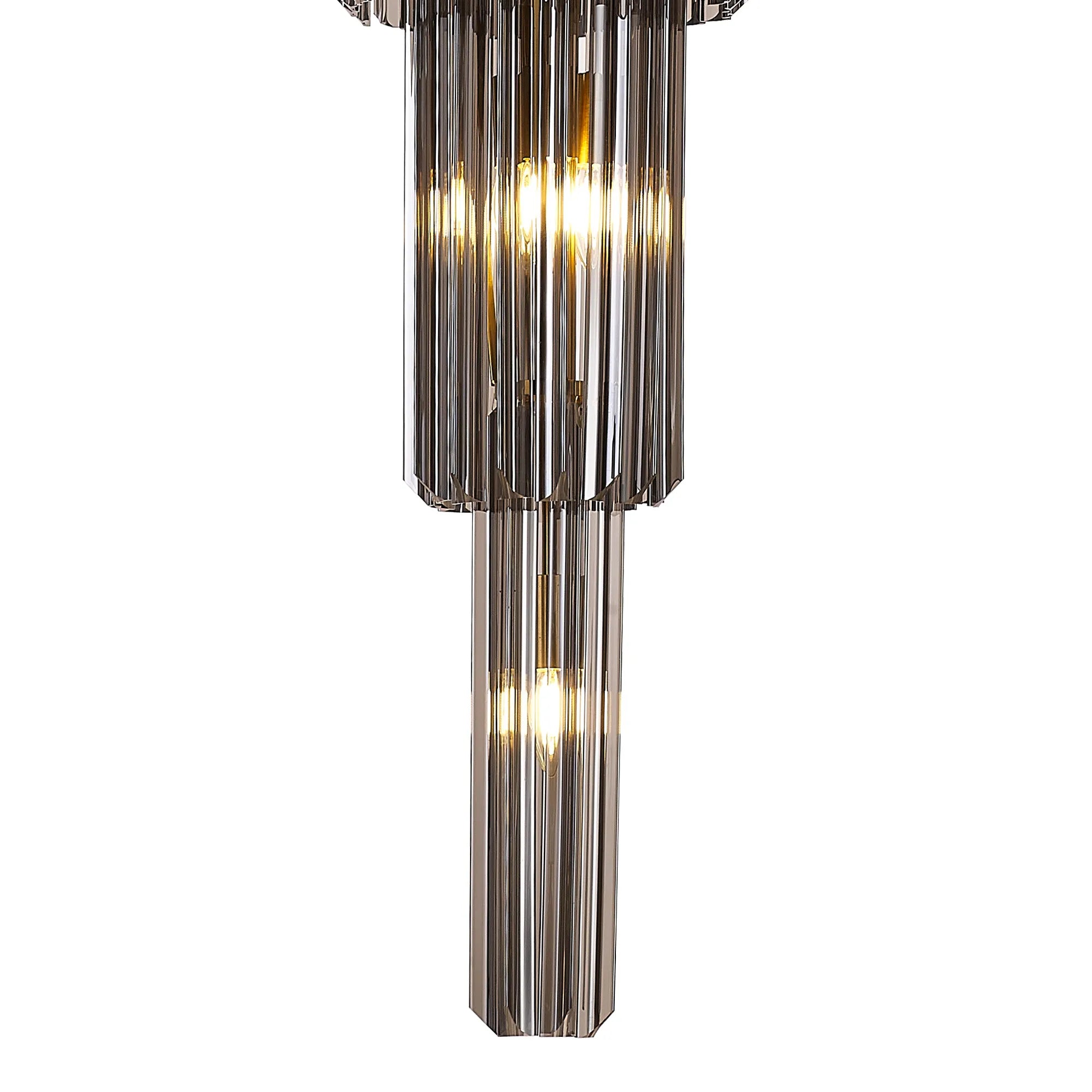 Cedar 50cm 5 Tier Pendant 18 Light - Brass & Smoked