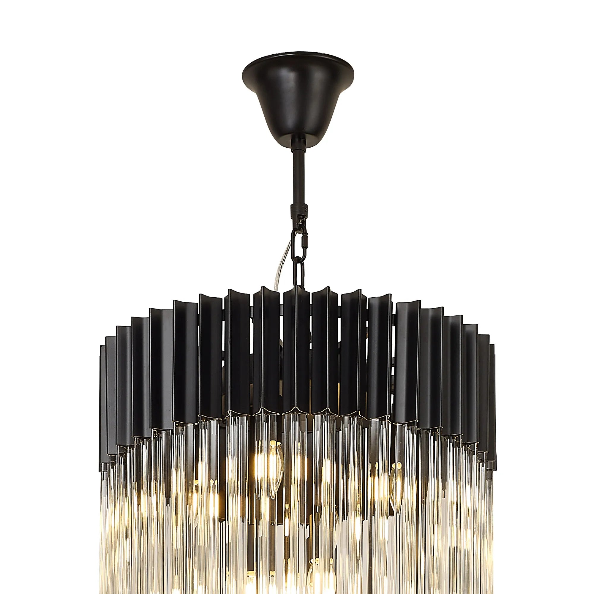 Cedar 50cm 5 Tier Pendant 18 Light - Matt Black & Clear
