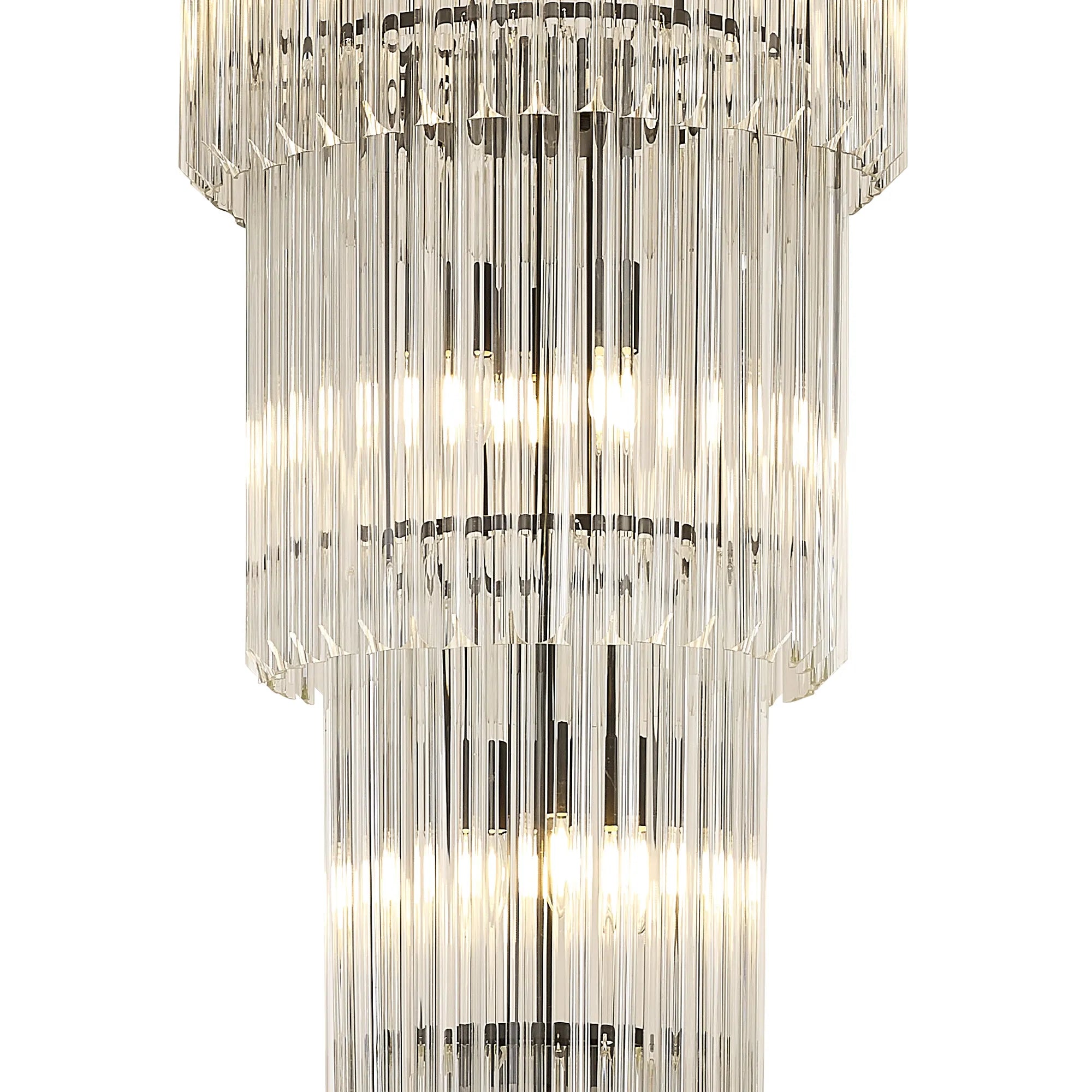 Cedar 50cm 5 Tier Pendant 18 Light - Matt Black & Clear