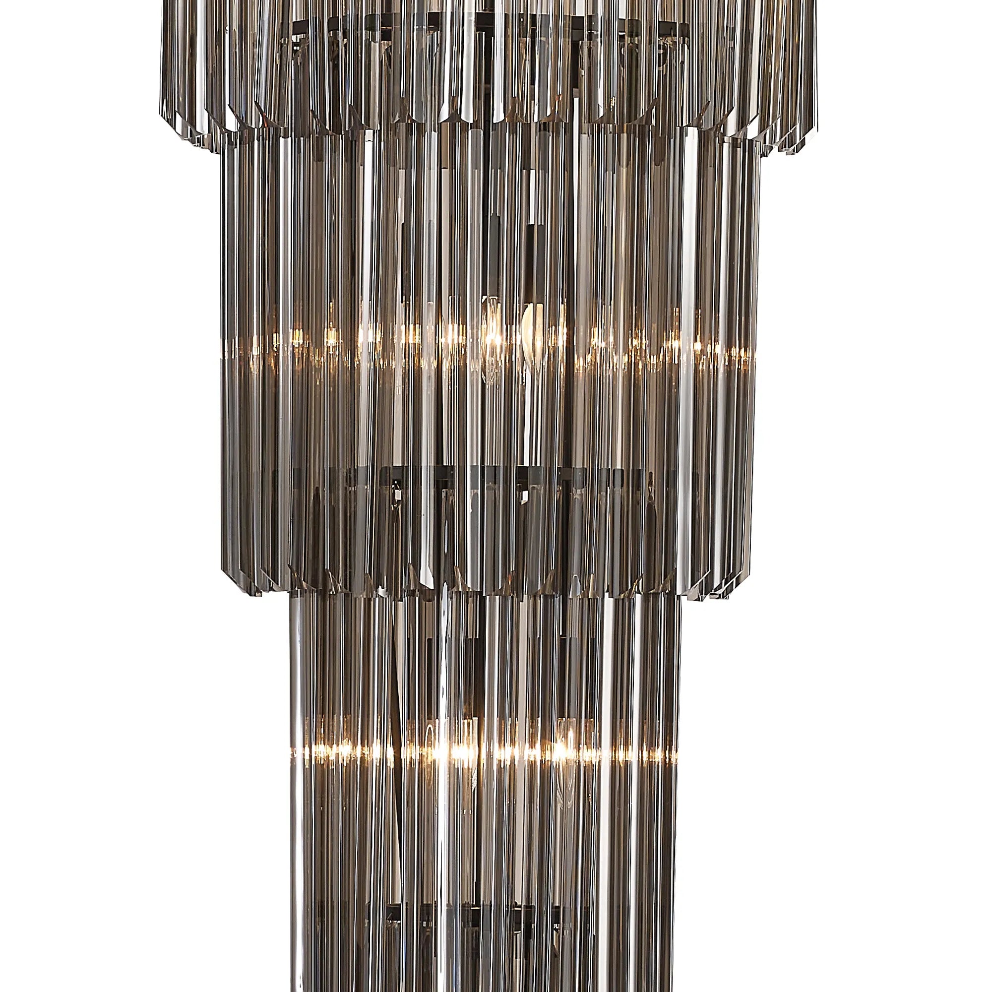 Cedar 50cm 5 Tier Pendant 18 Light - Matt Black & Smoked