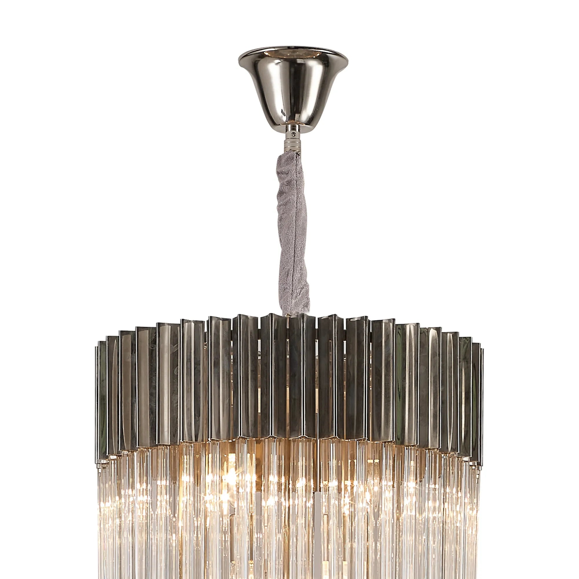Cedar 50cm 5 Tier Pendant 18 Light - Polished Nickel & Clear