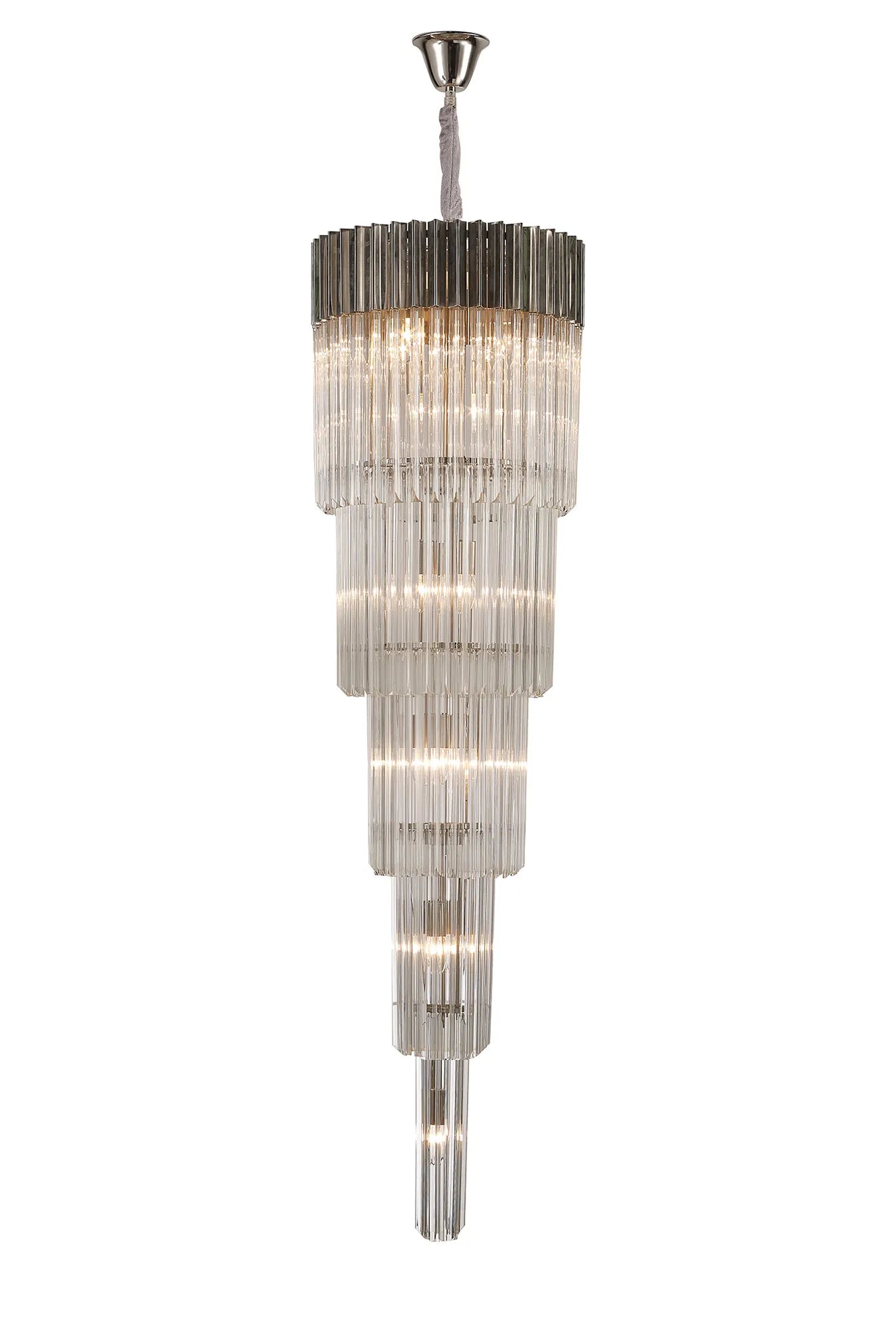 Cedar 50cm 5 Tier Pendant 18 Light - Polished Nickel & Clear