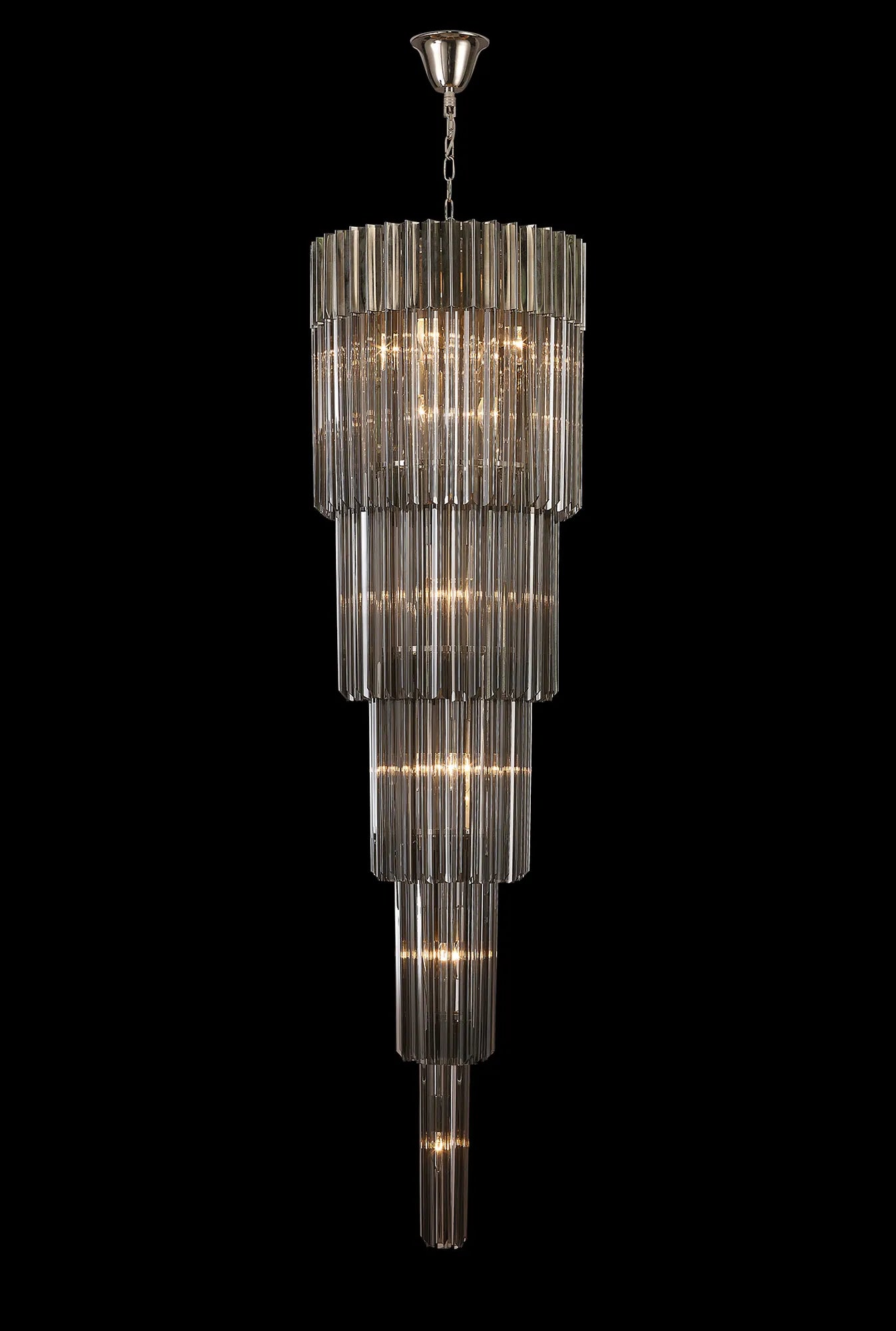 Cedar 50cm 5 Tier Pendant 18 Light - Polished Nickel & Smoked