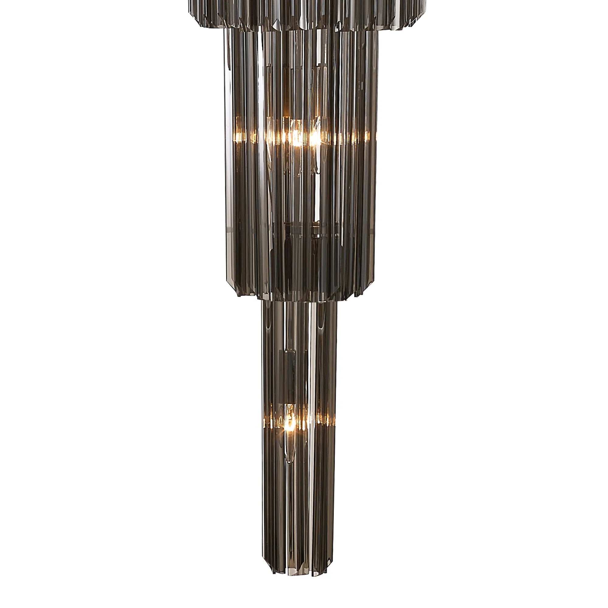 Cedar 50cm 5 Tier Pendant 18 Light - Polished Nickel & Smoked