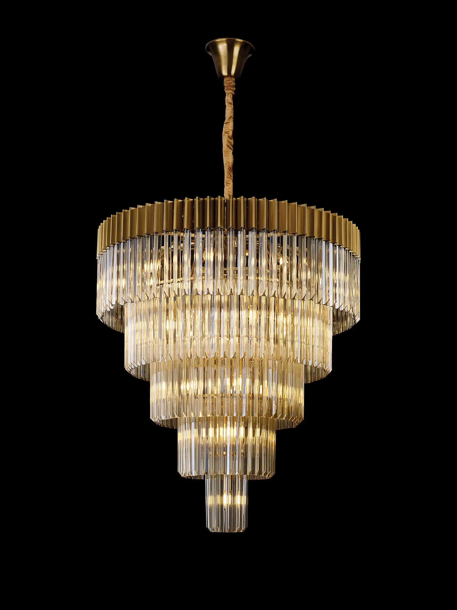 Cedar 96cm 5-Tier Pendant 23 Light - Brass & Cognac