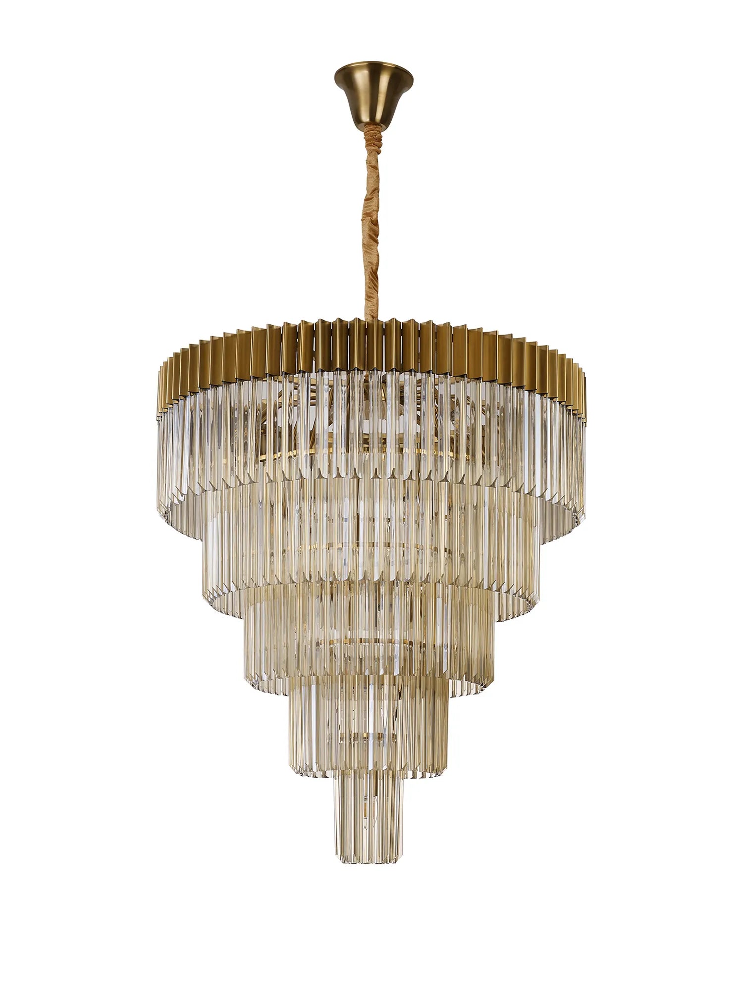Cedar 96cm 5-Tier Pendant 23 Light - Brass & Cognac