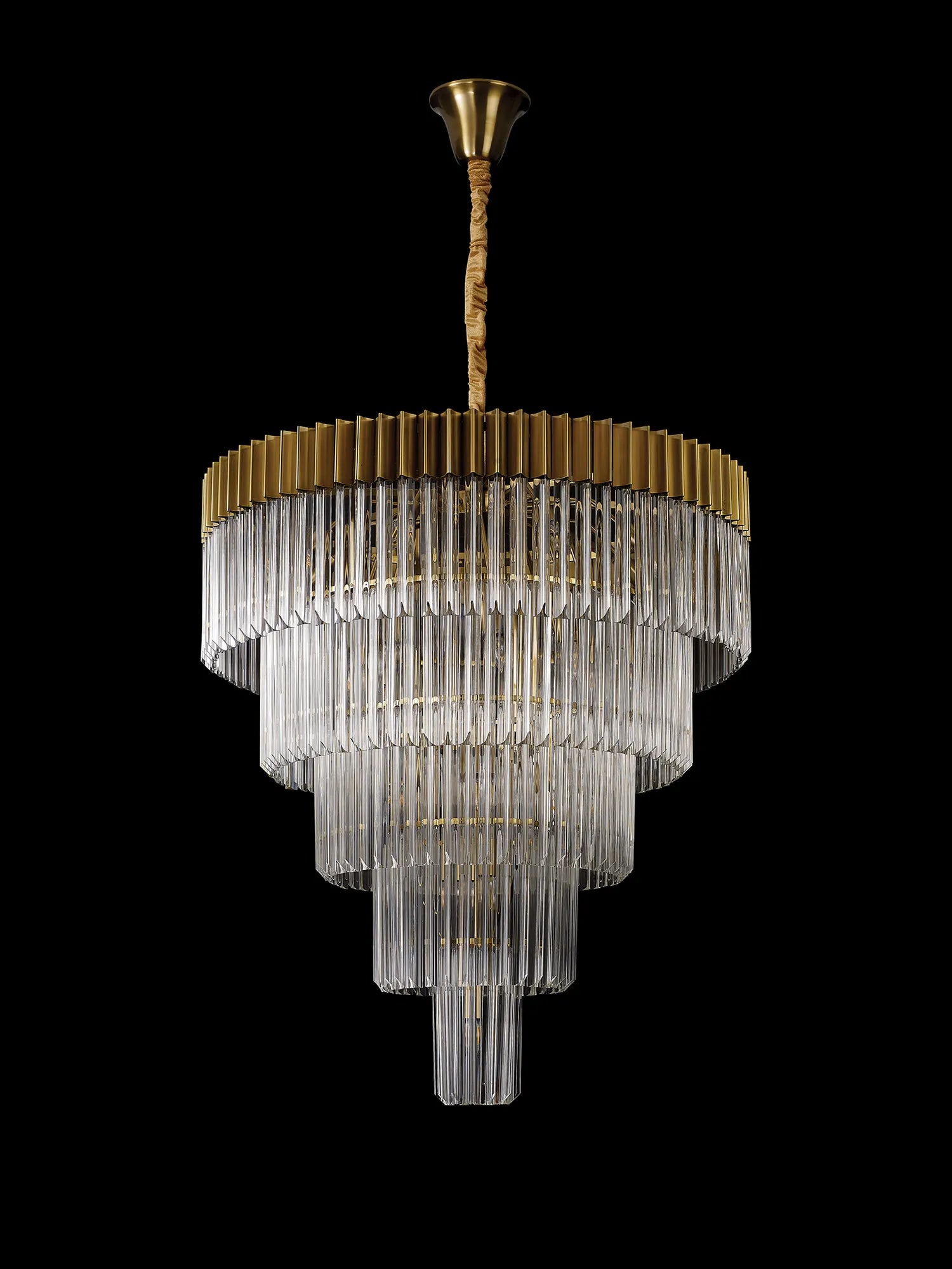 Cedar 96cm 5-Tier Pendant 23 Light - Brass & Clear