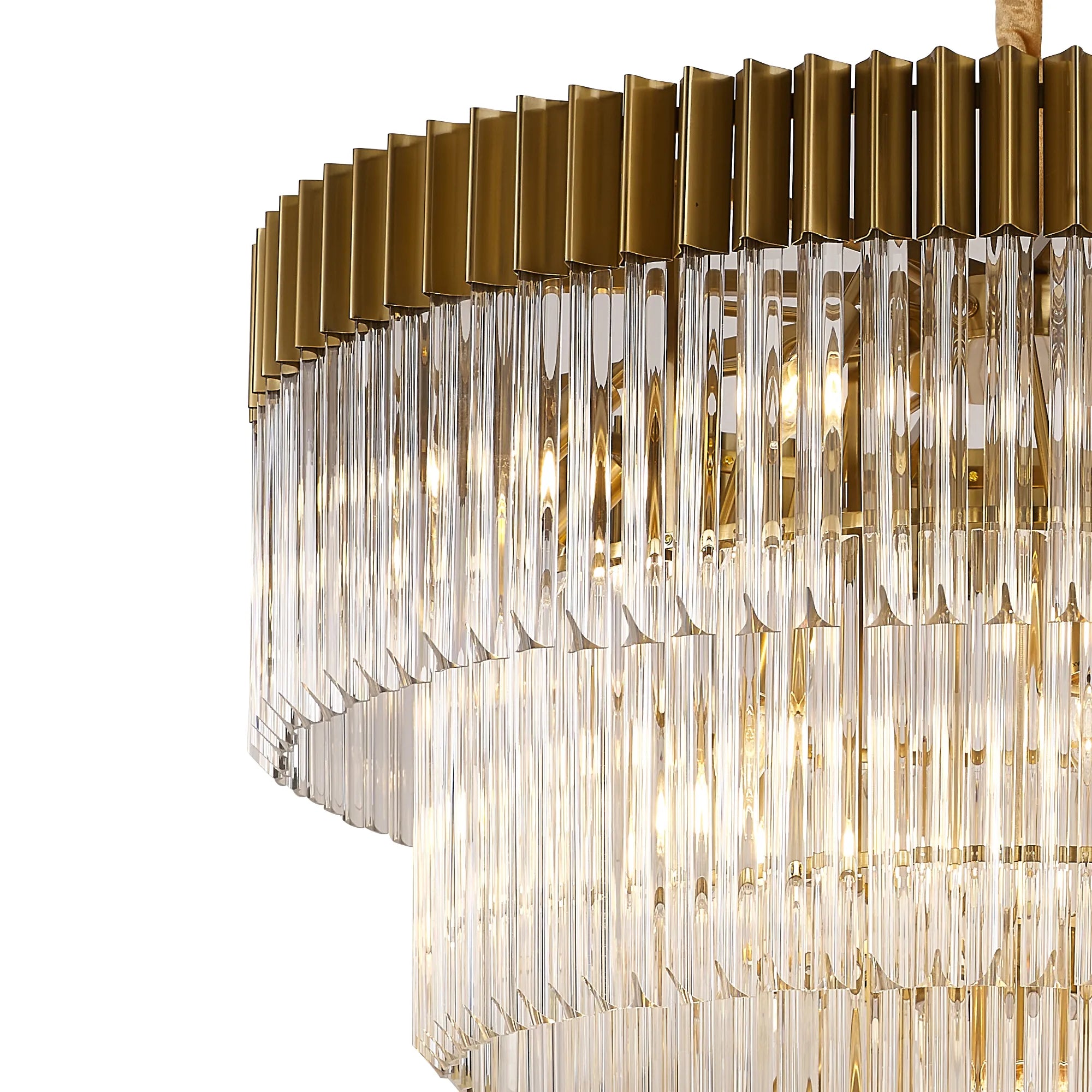 Cedar 96cm 5-Tier Pendant 23 Light - Brass & Clear