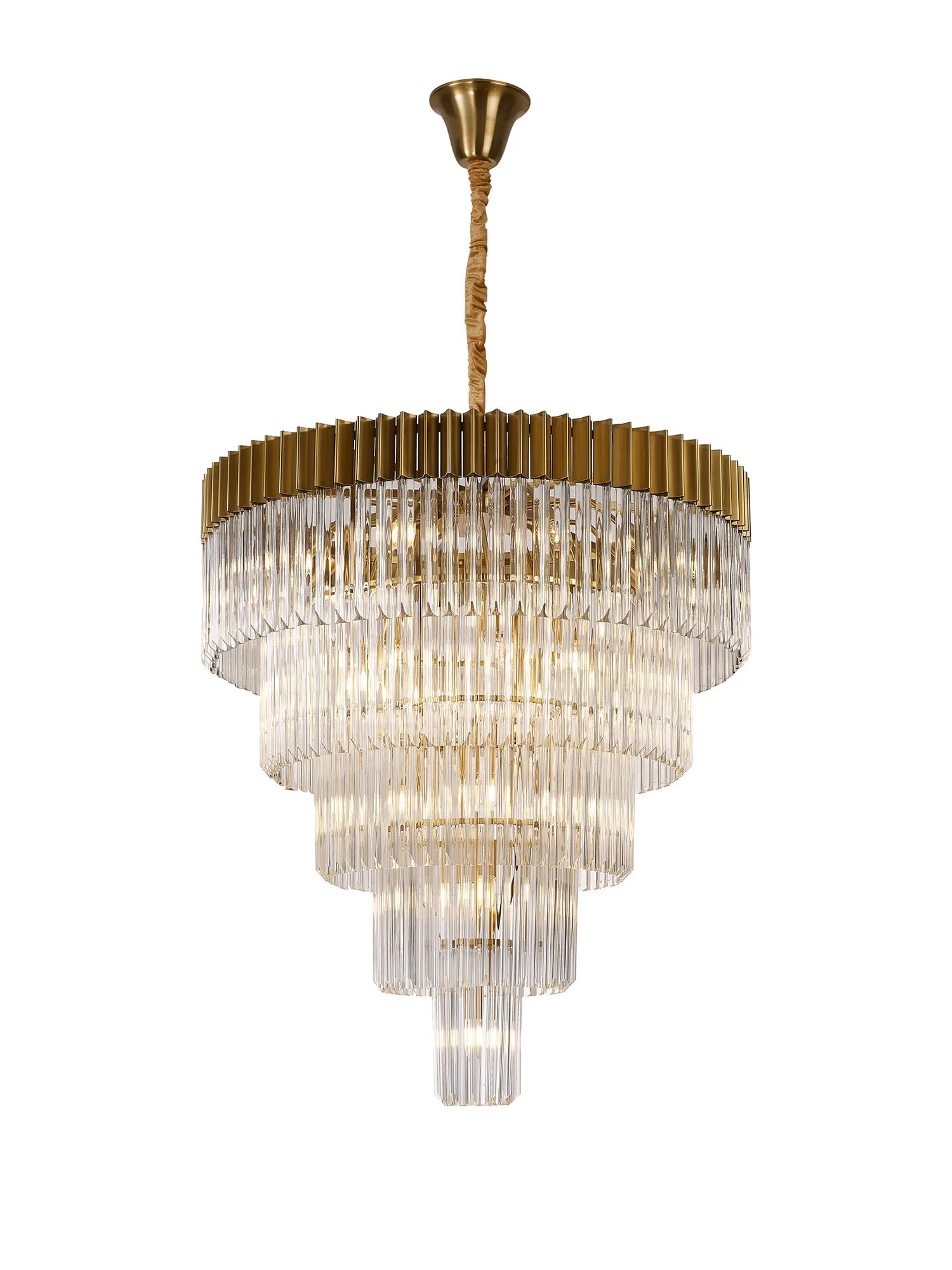 Cedar 96cm 5-Tier Pendant 23 Light - Brass & Clear
