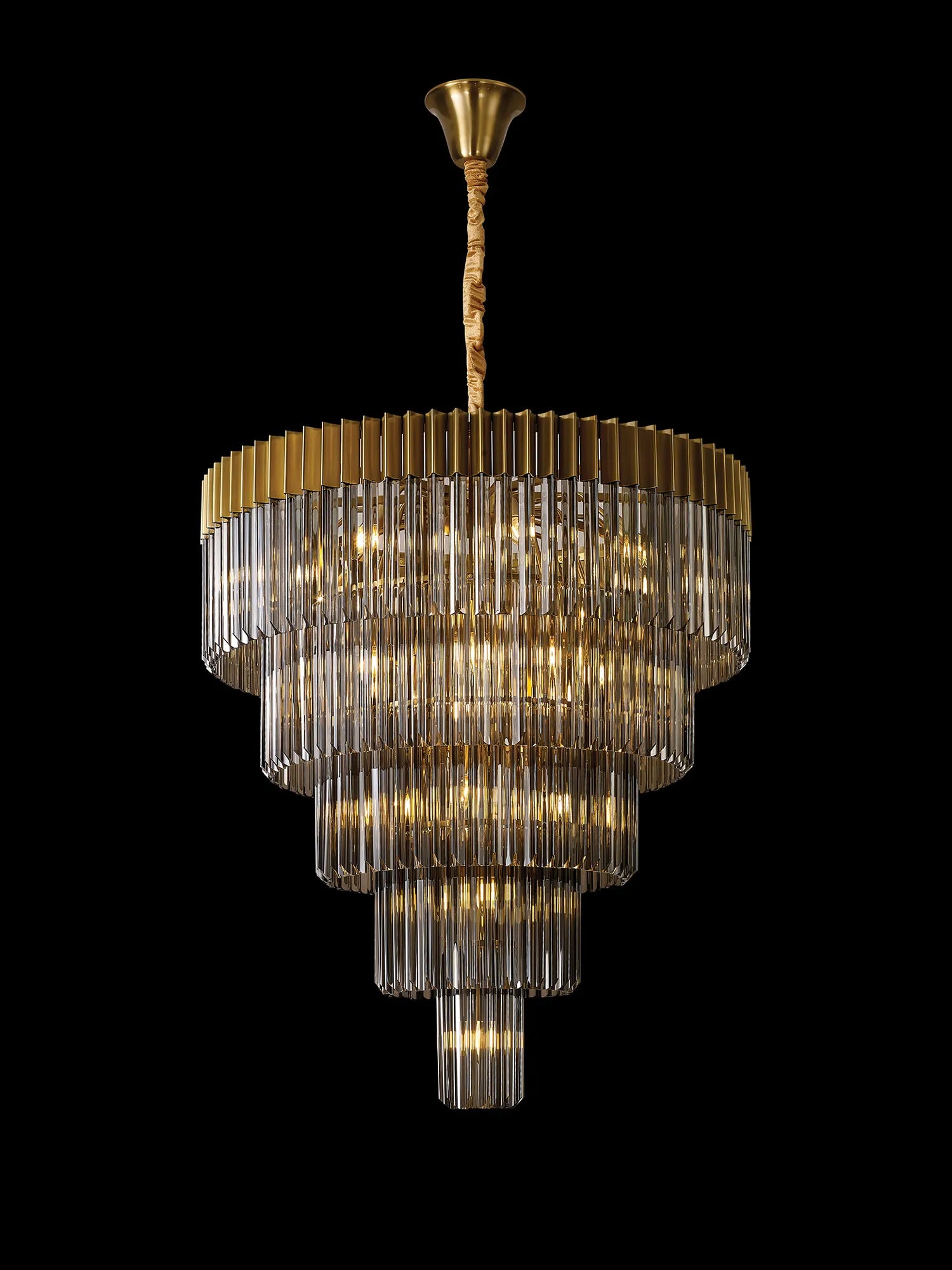 Cedar 96cm 5-Tier Pendant 23 Light - Brass & Smoked