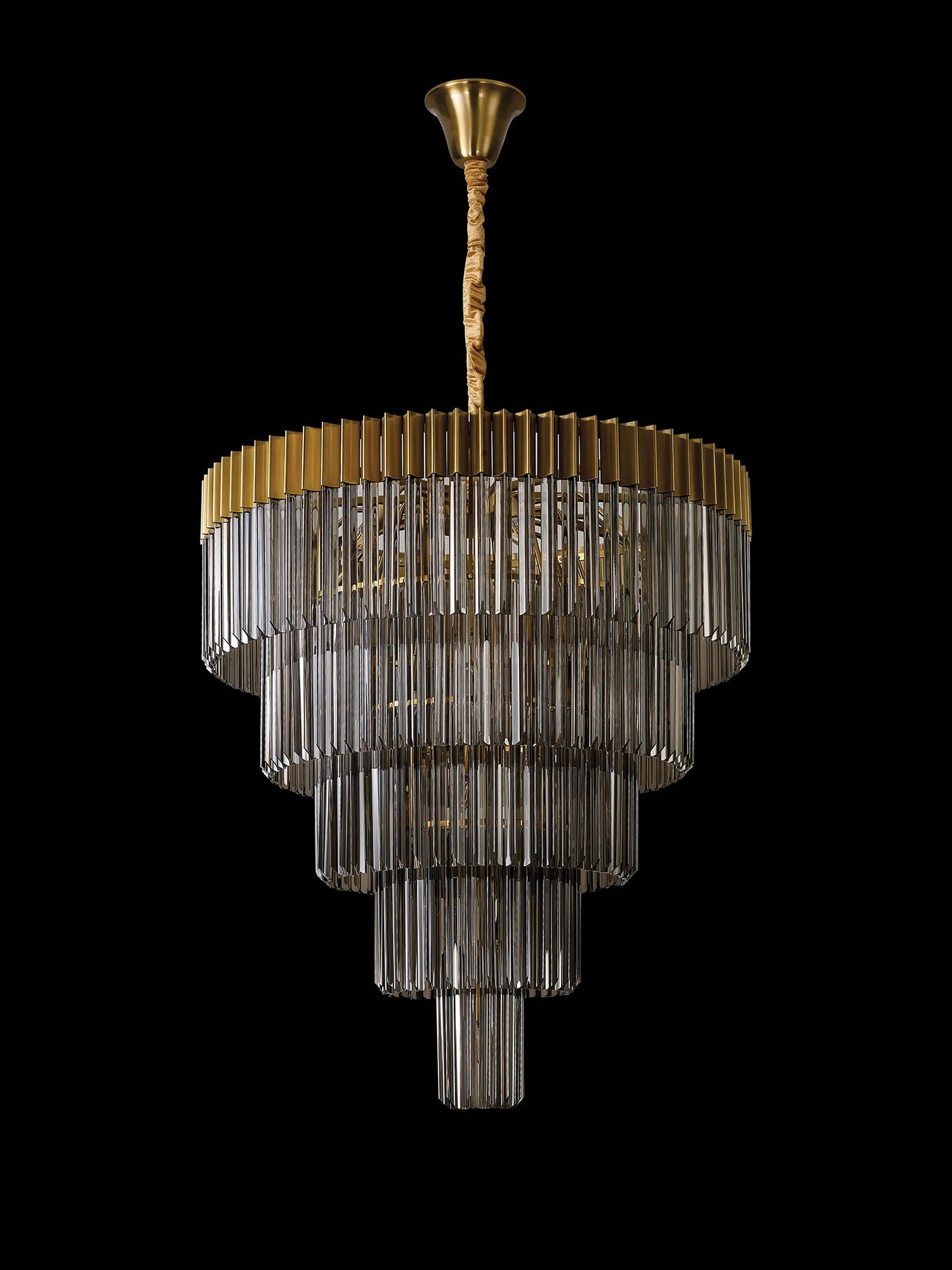 Cedar 96cm 5-Tier Pendant 23 Light - Brass & Smoked