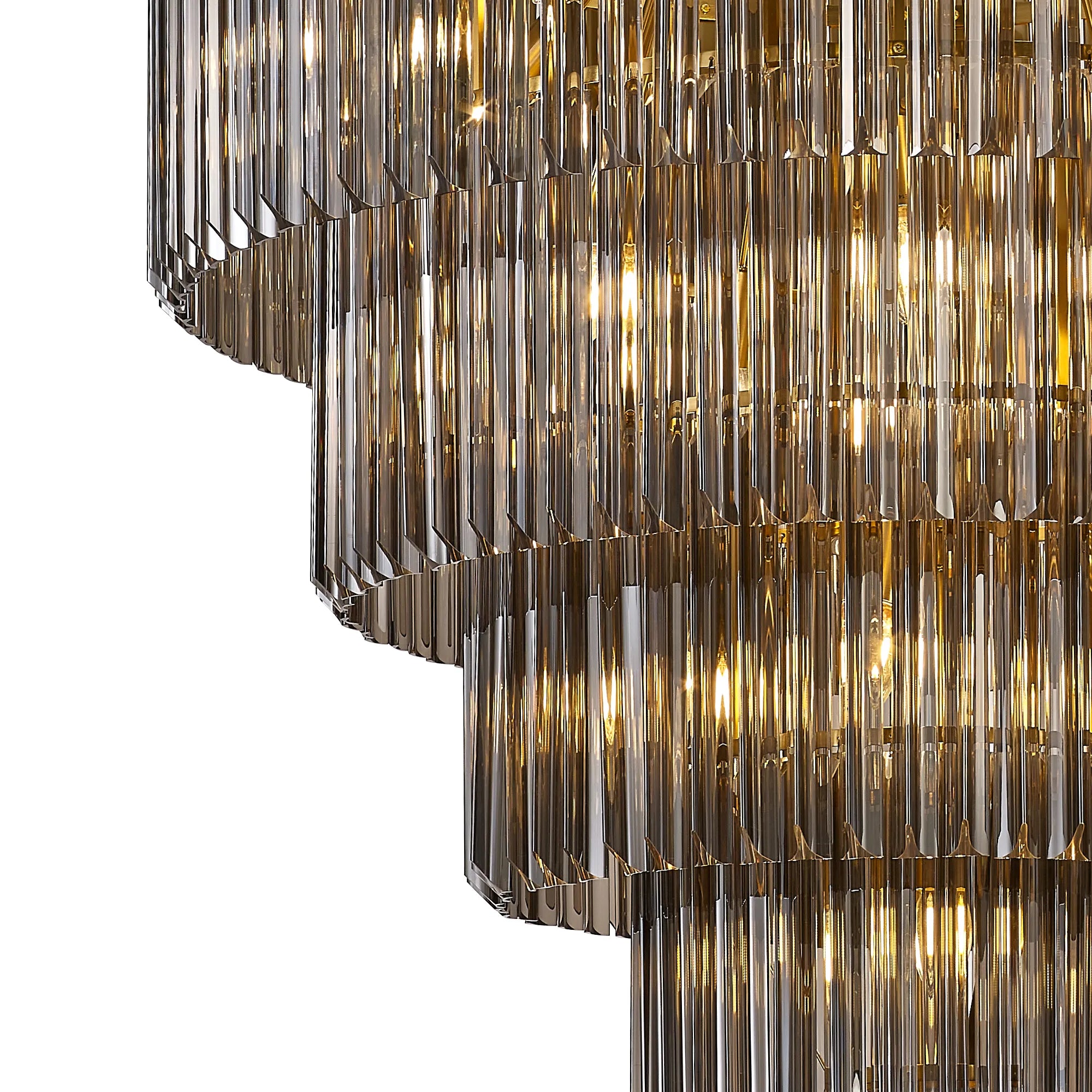 Cedar 96cm 5-Tier Pendant 23 Light - Brass & Smoked