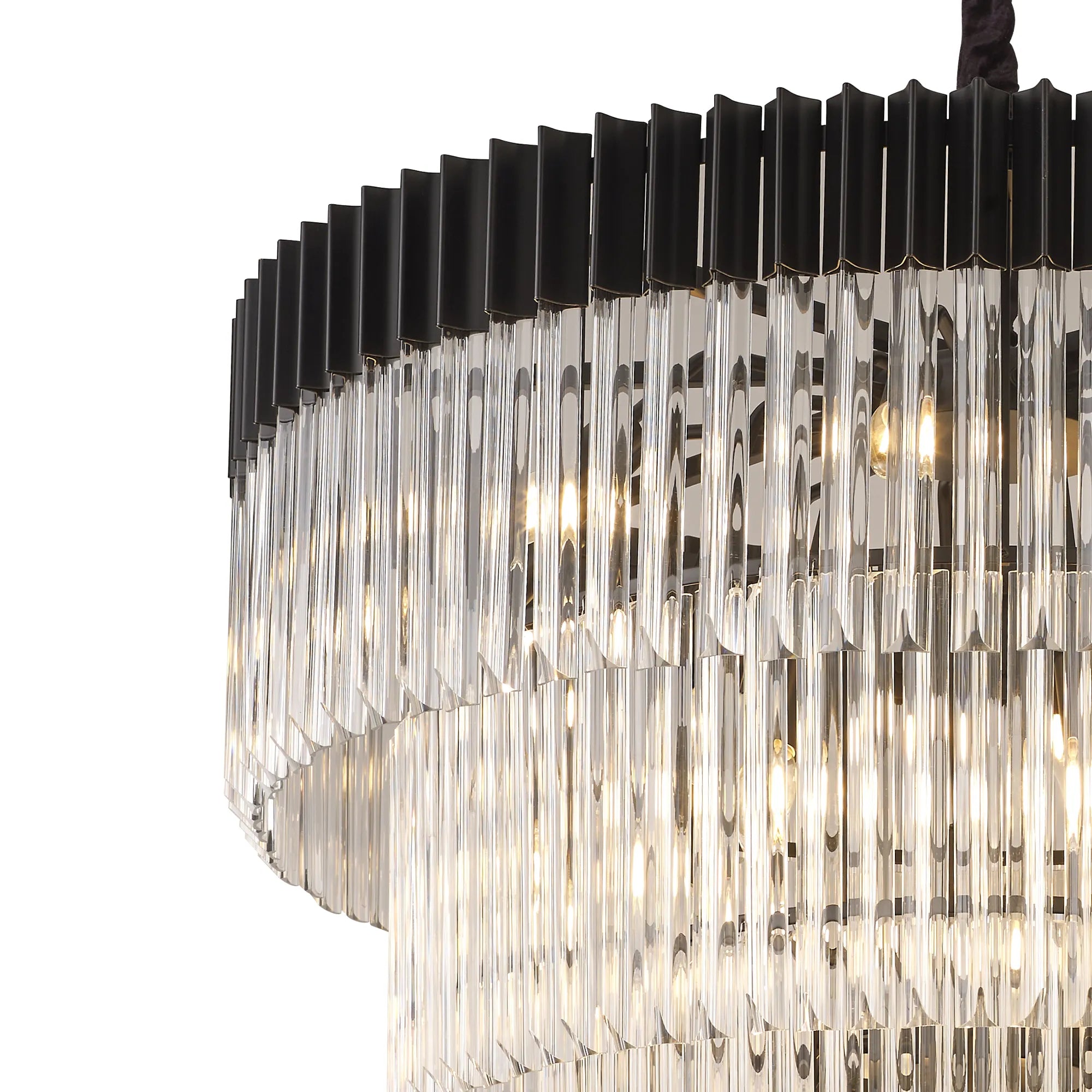 Cedar 96cm 5-Tier Pendant 23 Light - Matt Black & Clear