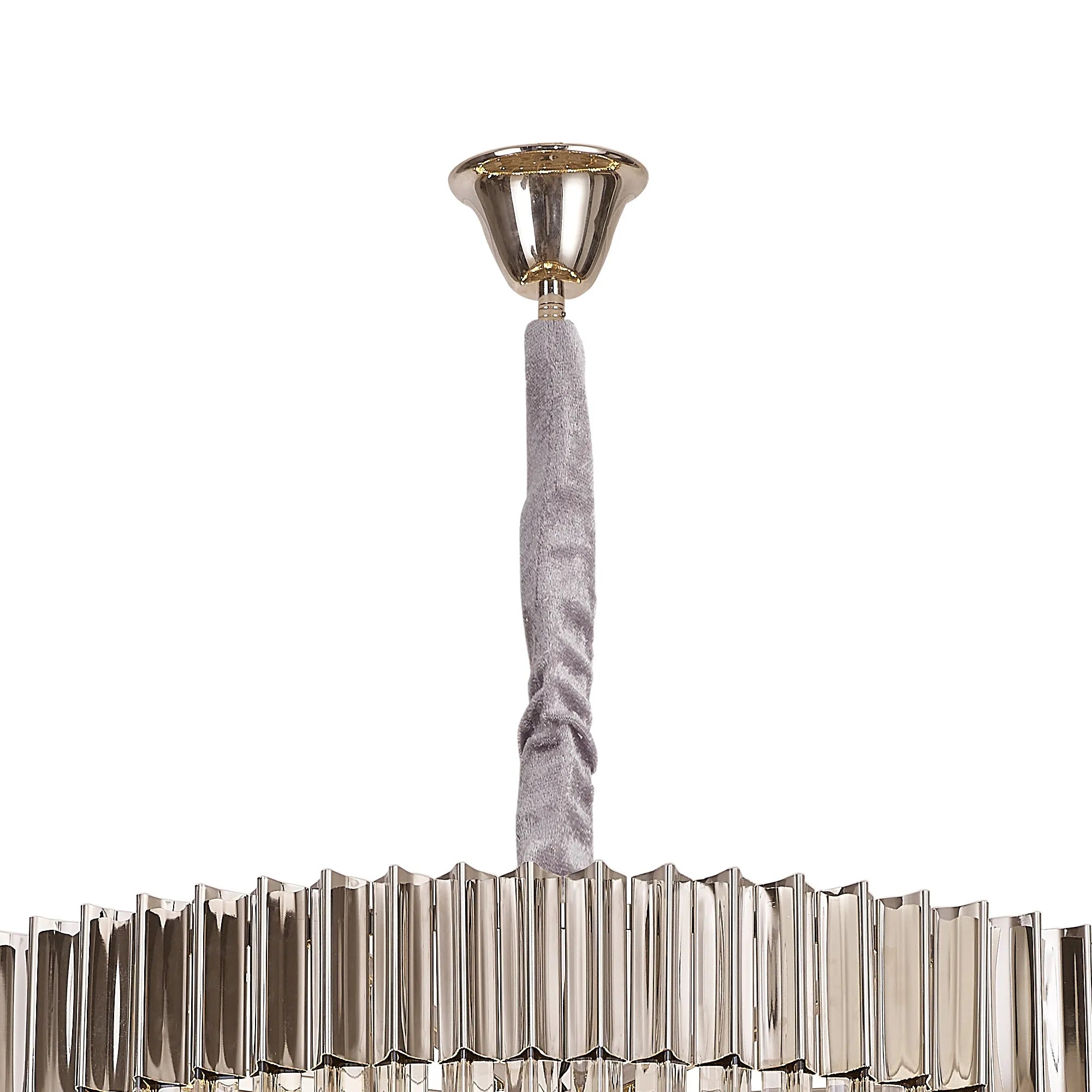 Cedar 96cm 5-Tier Pendant 23 Light - Polished Nickel & Cognac