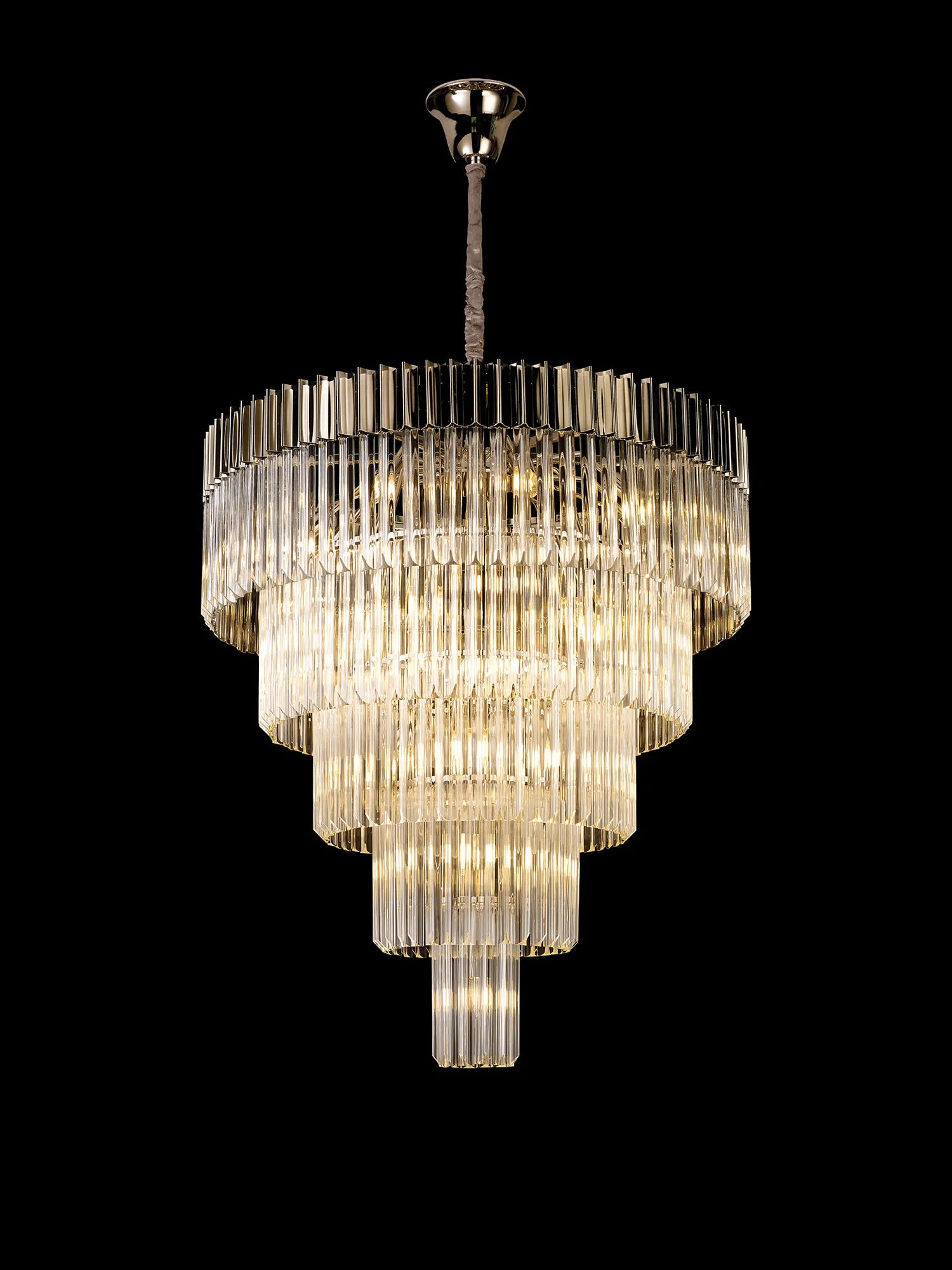 Cedar 96cm 5-Tier Pendant 23 Light - Polished Nickel & Clear